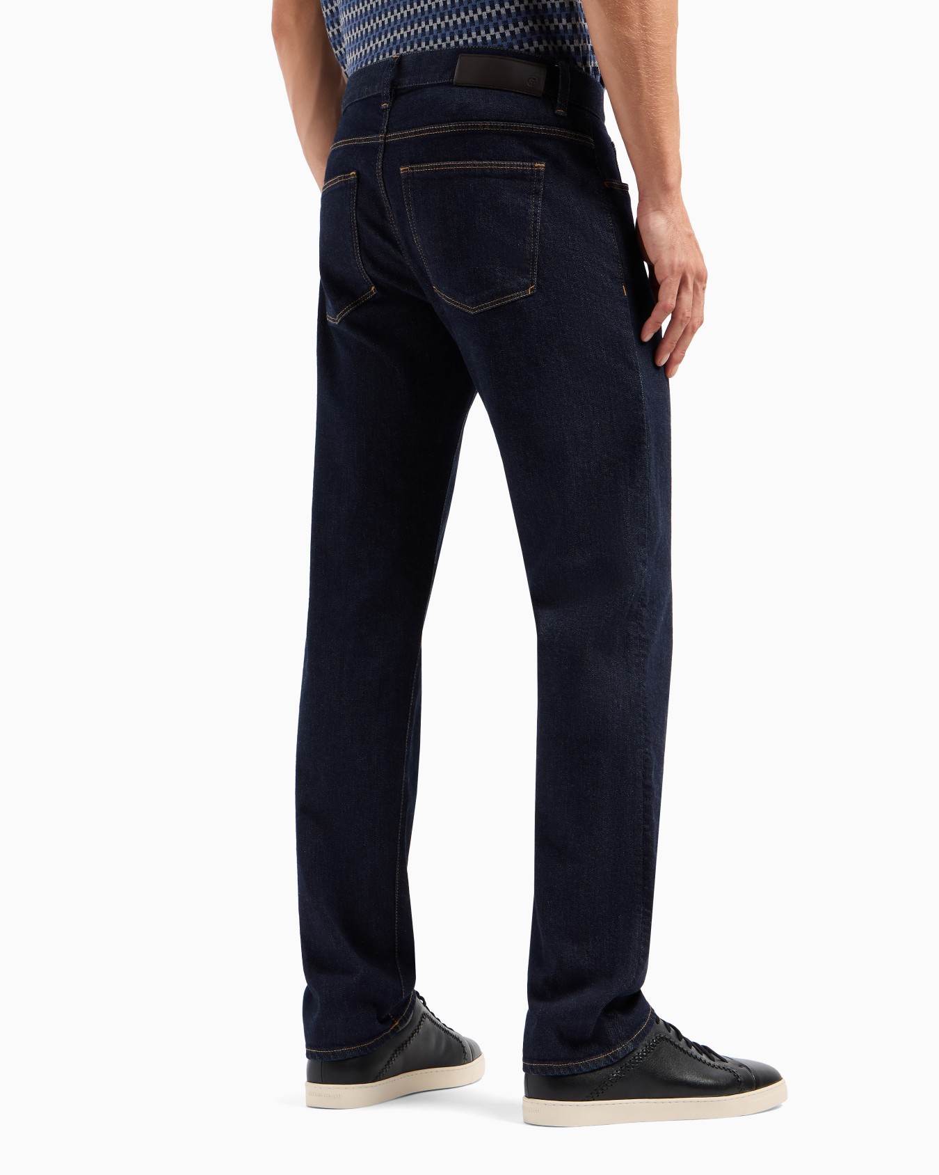 Five-pocket, regular-fit, stretch-cotton denim trousers Slide 2