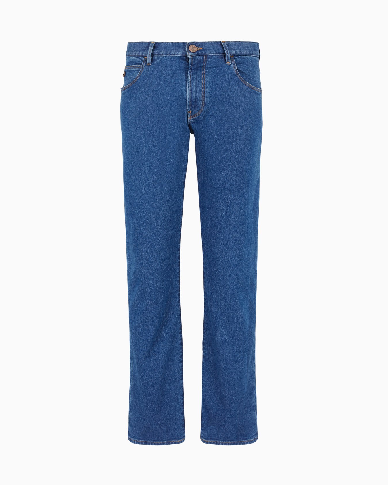 Pantalones cinco bolsillos regular fit de denim de algodón elástico Diapositiva 0