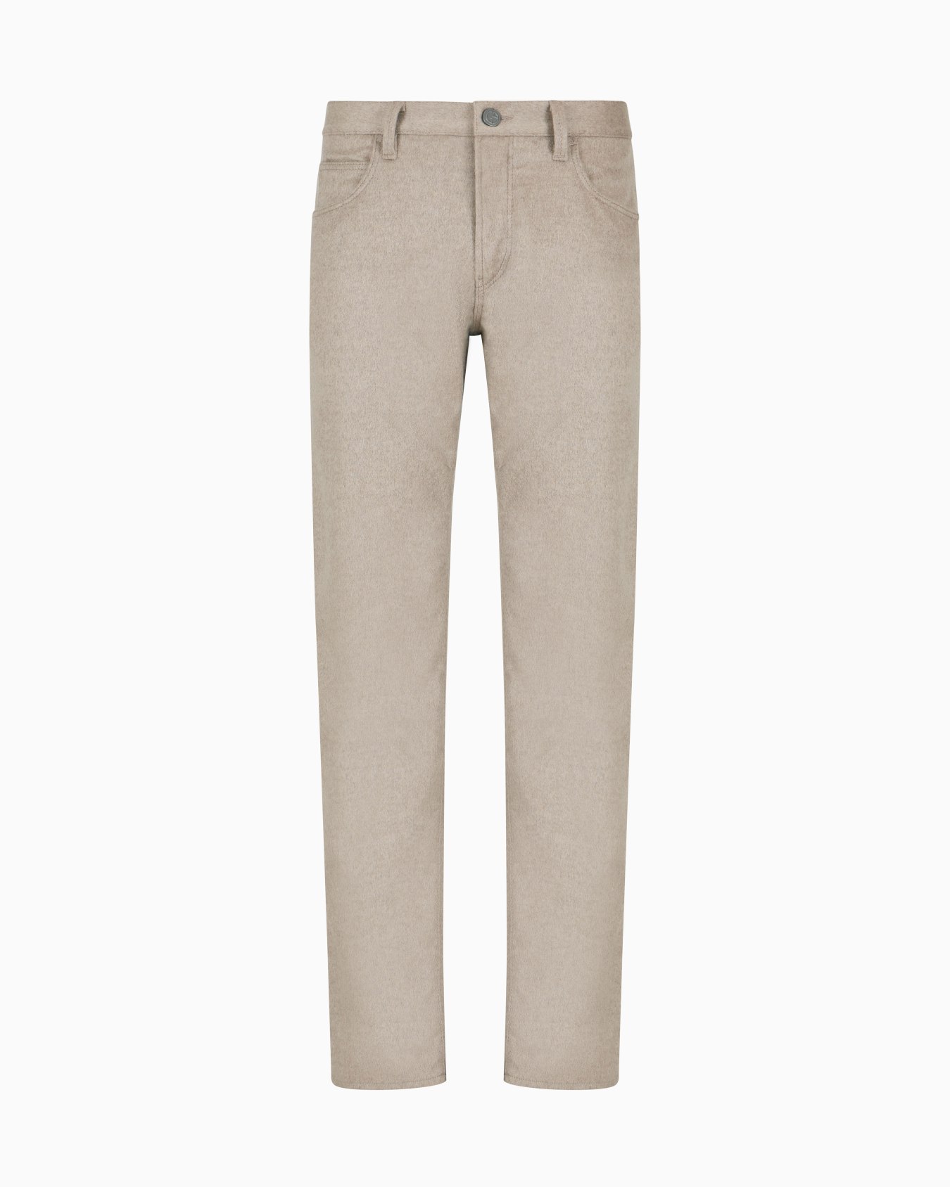 Regular-fit five-pocket cotton-denim and silk trousers Slide 0