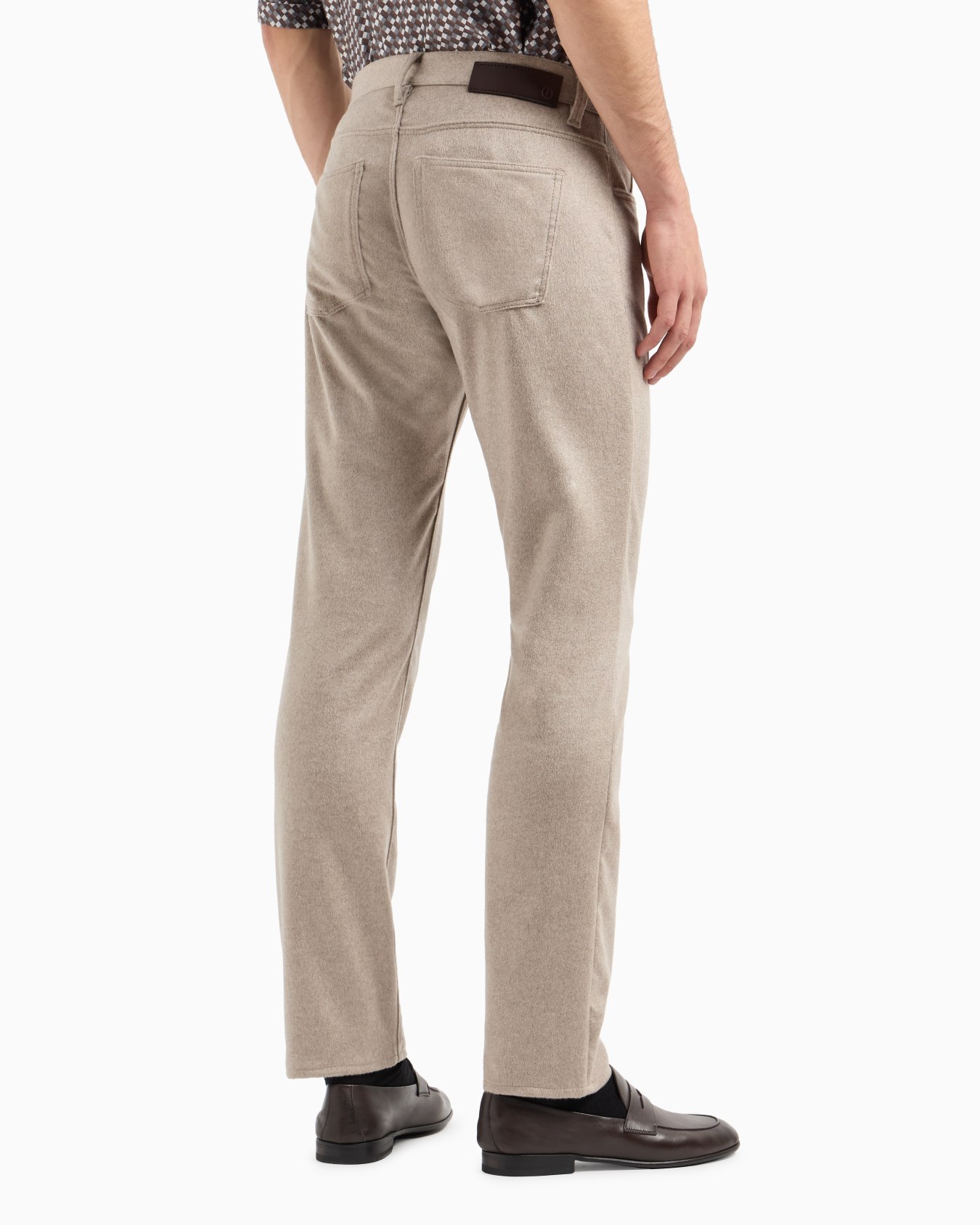 Regular-fit five-pocket cotton-denim and silk trousers Slide 2