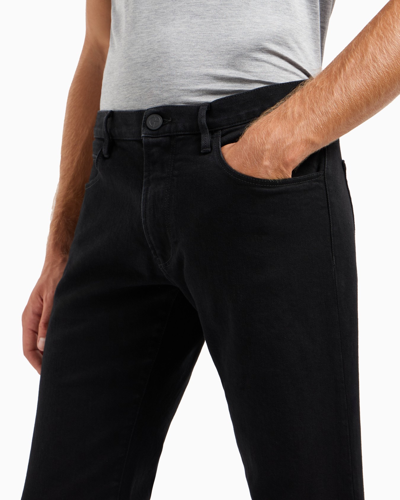Five-pocket, regular-fit, stretch-cotton denim trousers Slide 3
