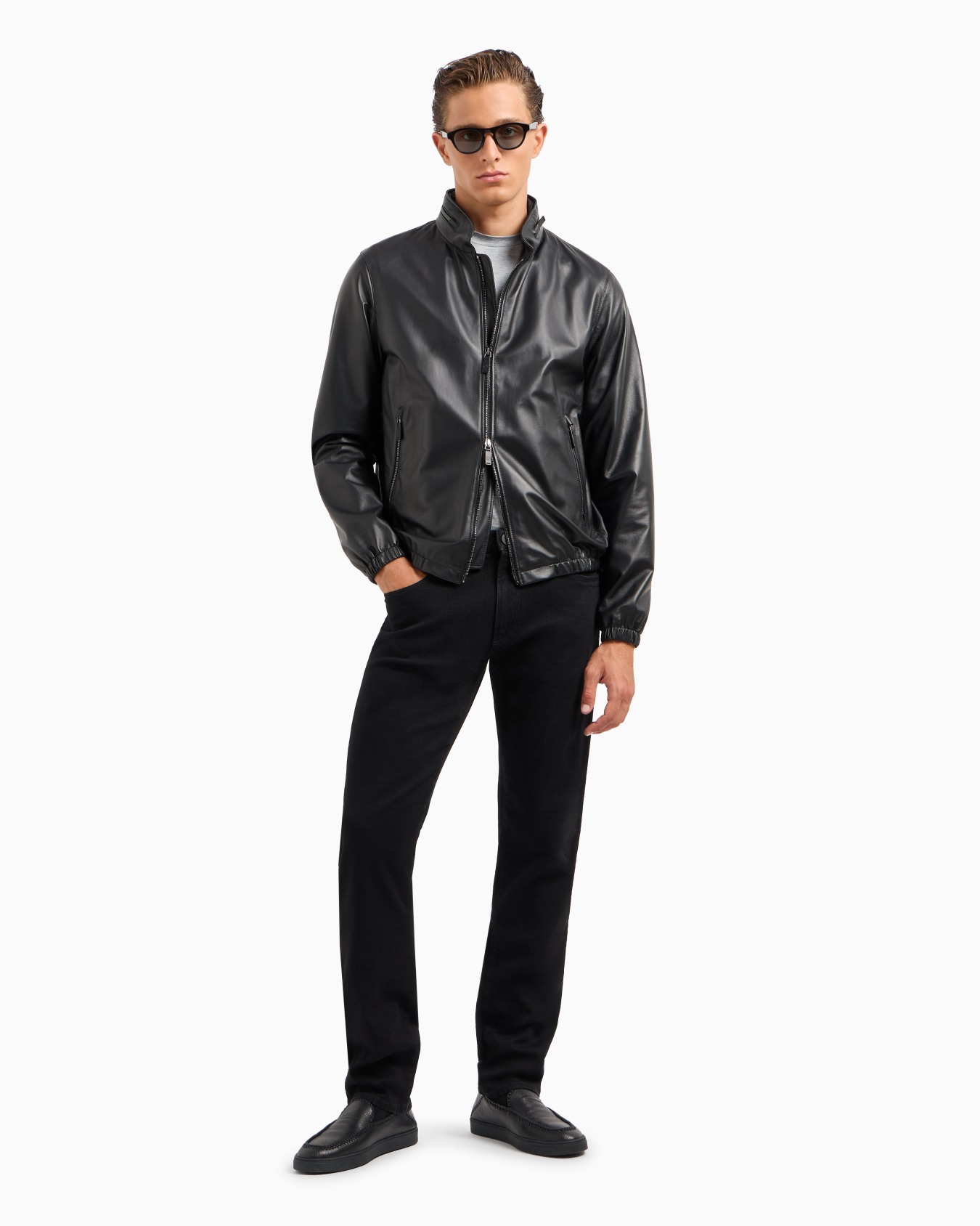 Five-pocket, regular-fit, stretch-cotton denim trousers Slide 2