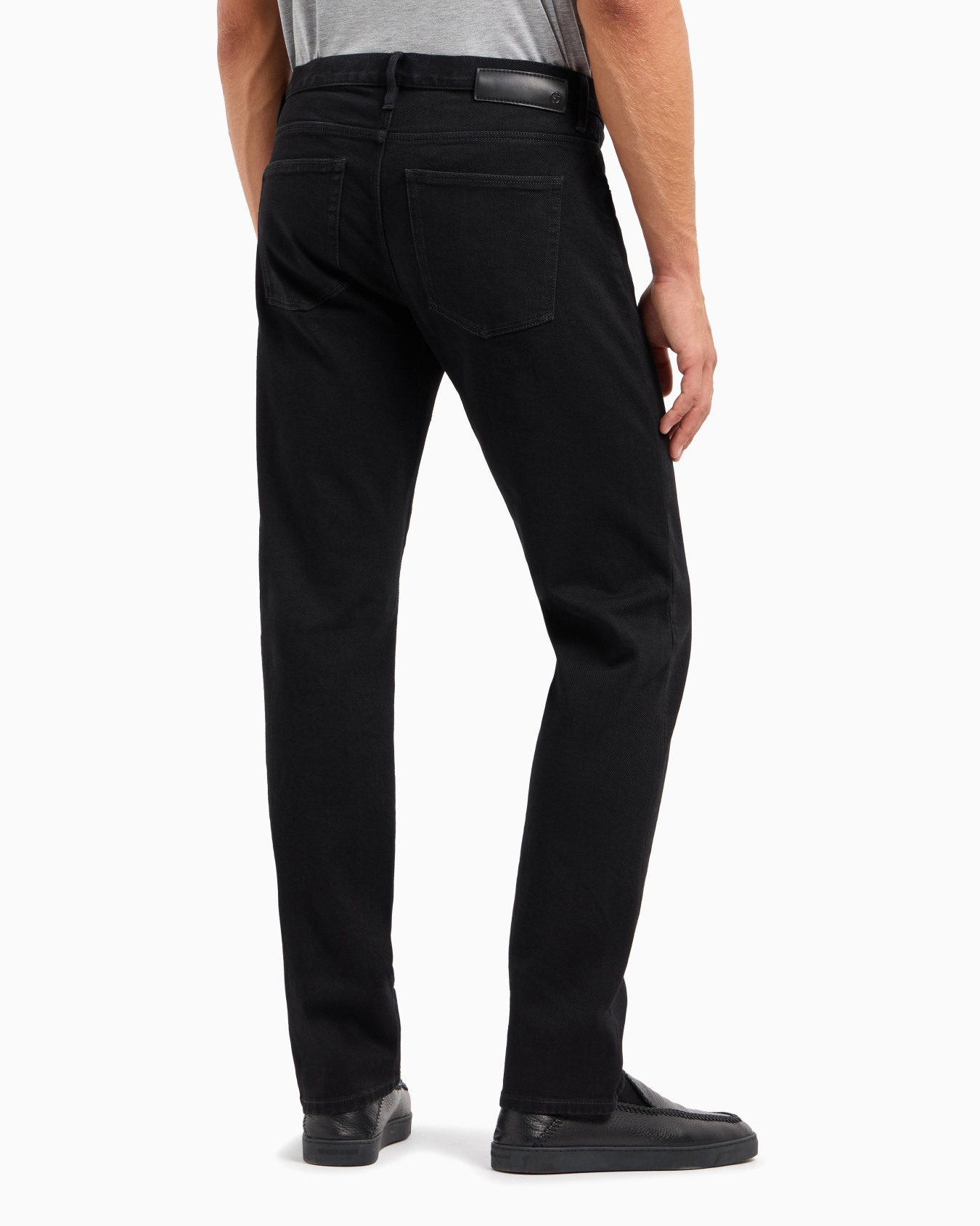Five-pocket, regular-fit, stretch-cotton denim trousers Slide 1