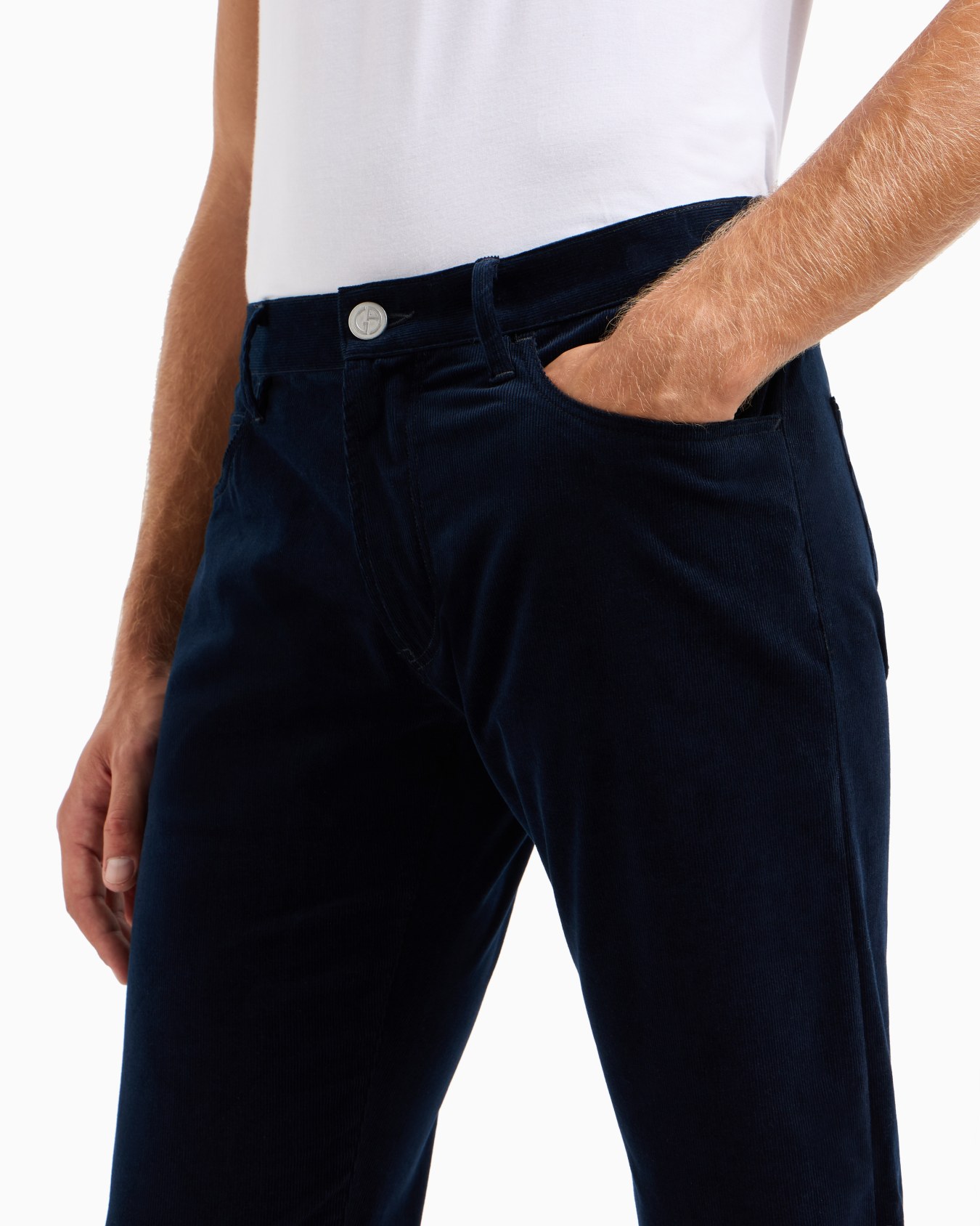 Pantalon 5 poches coupe classique en coton et cachemire Diapositive 4