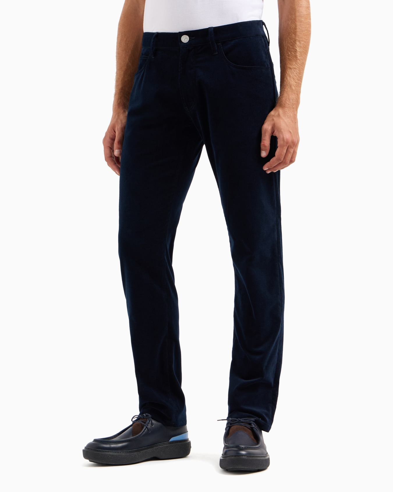 Pantalon 5 poches coupe classique en coton et cachemire Diapositive 3