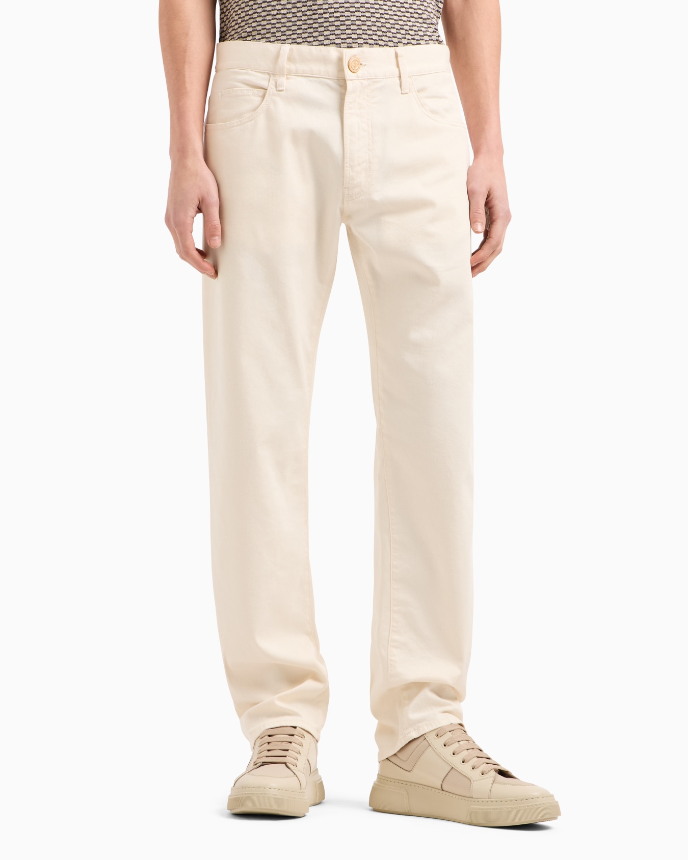 Pantalones cinco bolsillos regular fit de algodón y seda elásticos Diapositiva 3