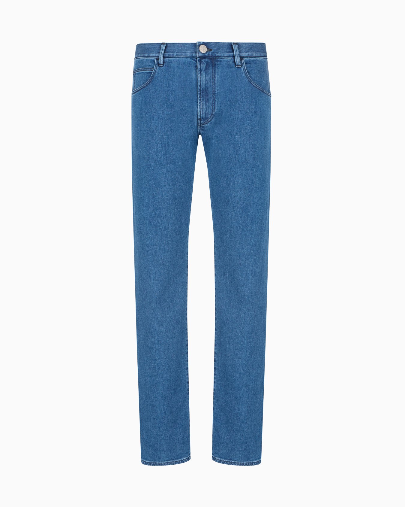 Five-pocket, regular-fit, stretch cotton-denim trousers Slide 0