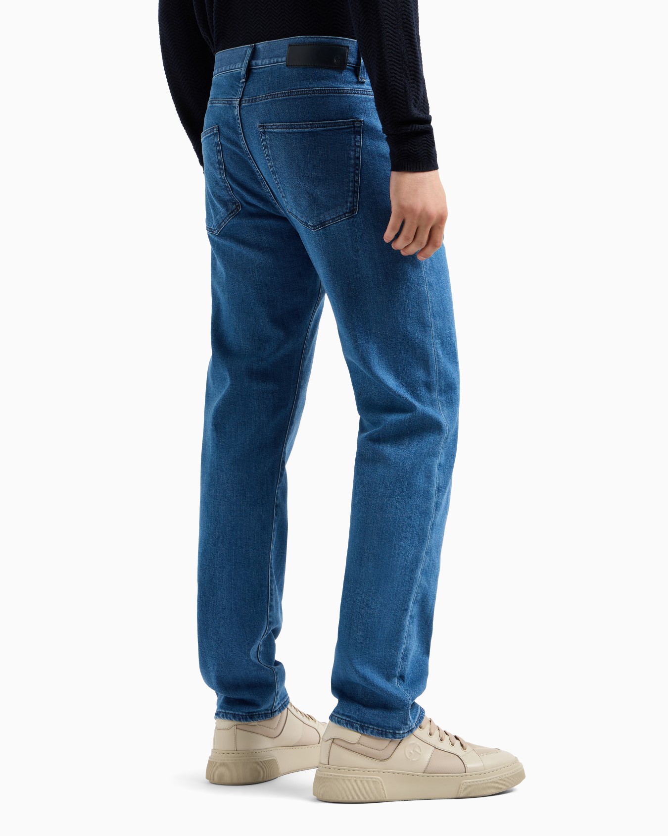 Five-pocket, regular-fit, stretch cotton-denim trousers Slide 2