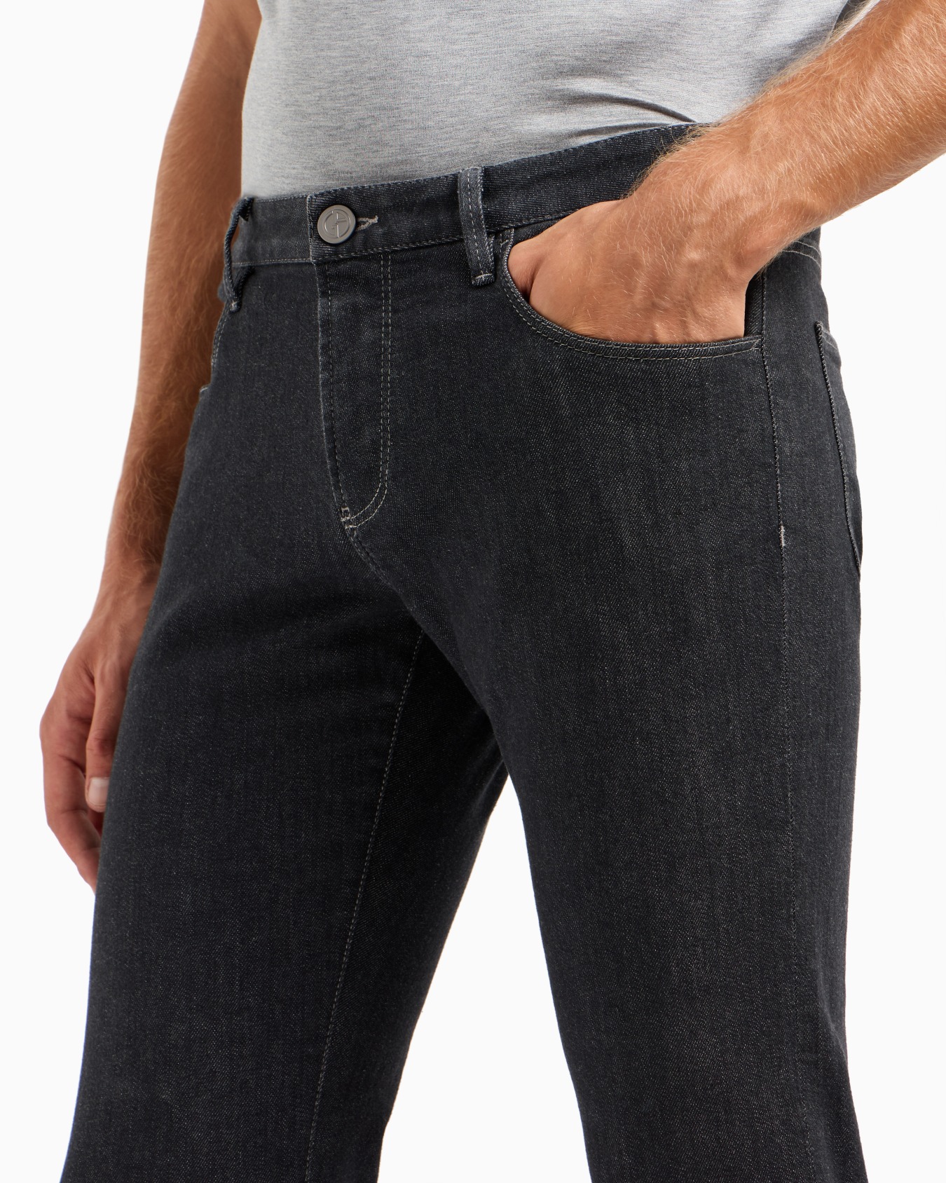 Five-pocket, slim-fit, stretch cotton-denim trousers Slide 4