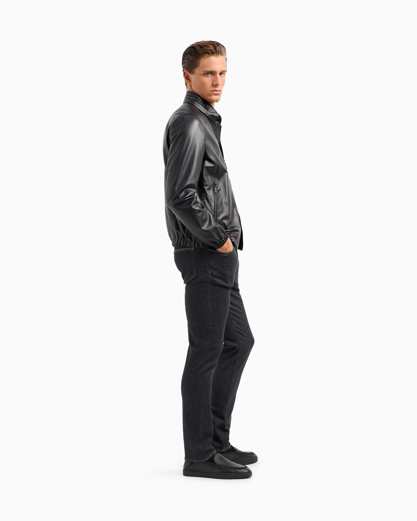 Five-pocket, slim-fit, stretch cotton-denim trousers Slide 1