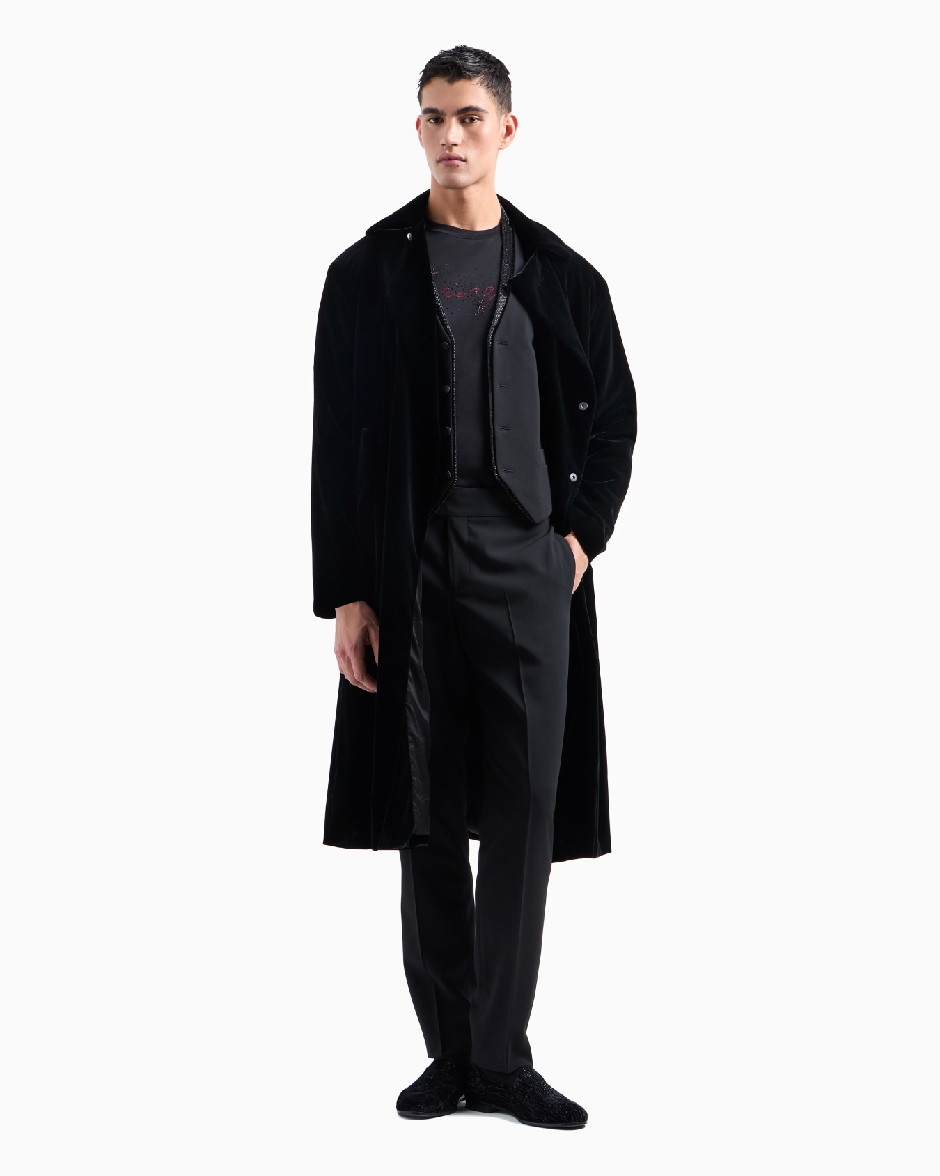 Single-breasted Giorgio’s waistcoat in wool crêpe Slide 4