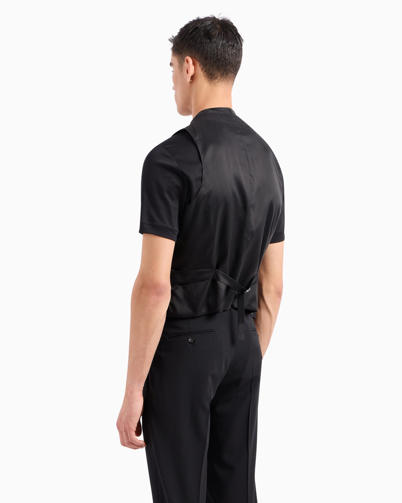 Single-breasted Giorgio’s waistcoat in wool crêpe Slide 3