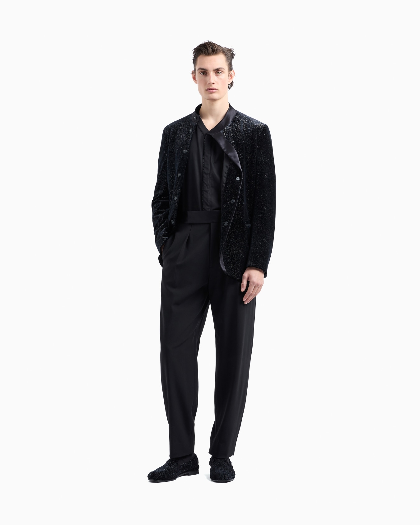 Giorgio's Camicia in interlock di seta con piping in strass Slide 2