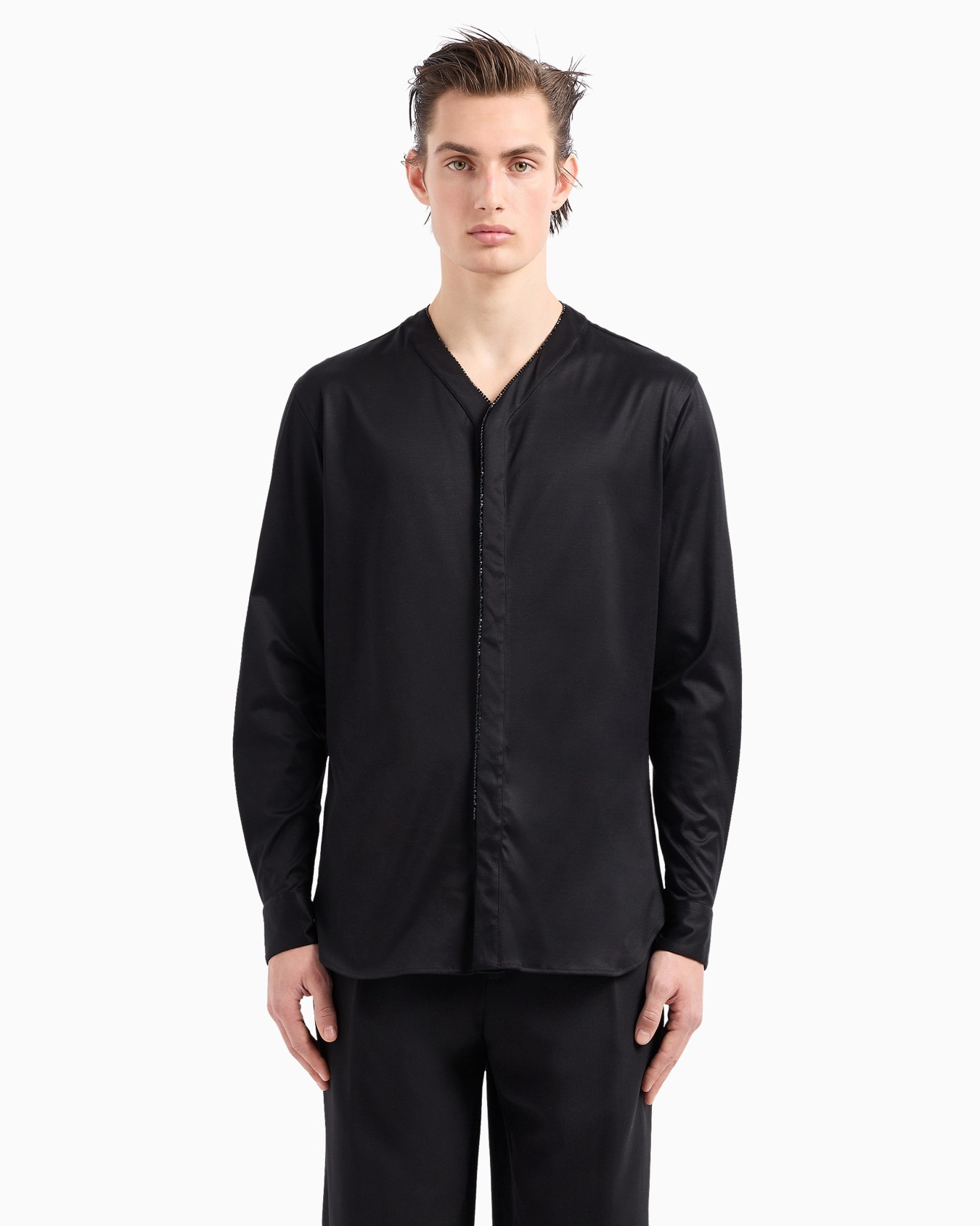 Giorgio's Camicia in interlock di seta con piping in strass Slide 4