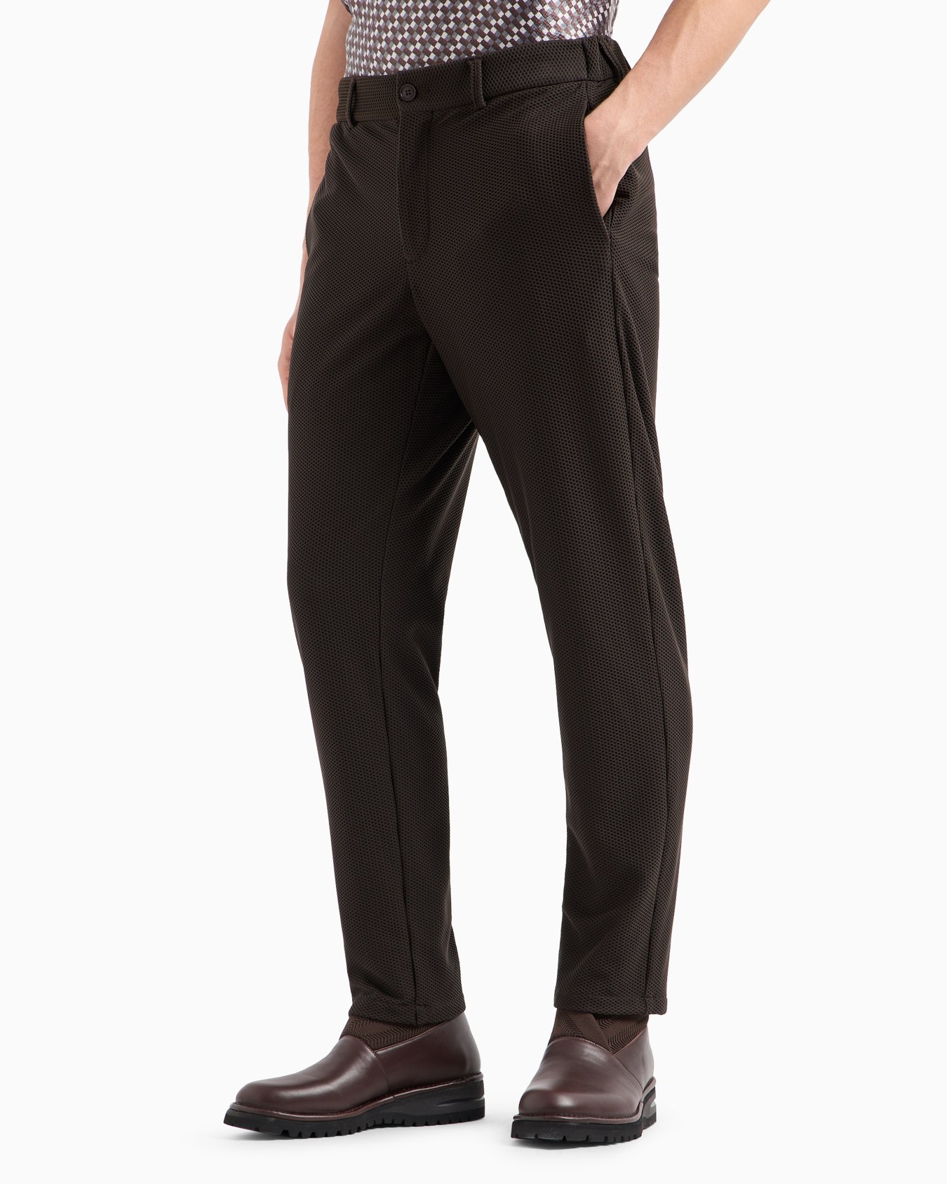 Technical waffle flat-front trousers Slide 3