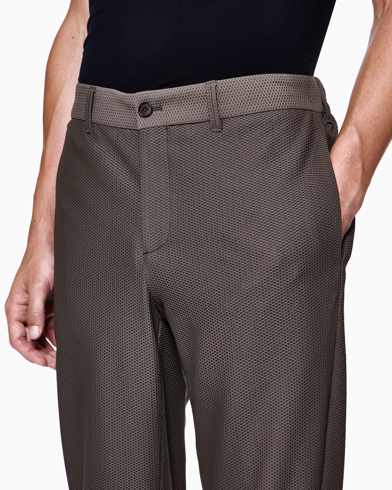 Technical waffle flat-front trousers Slide 4