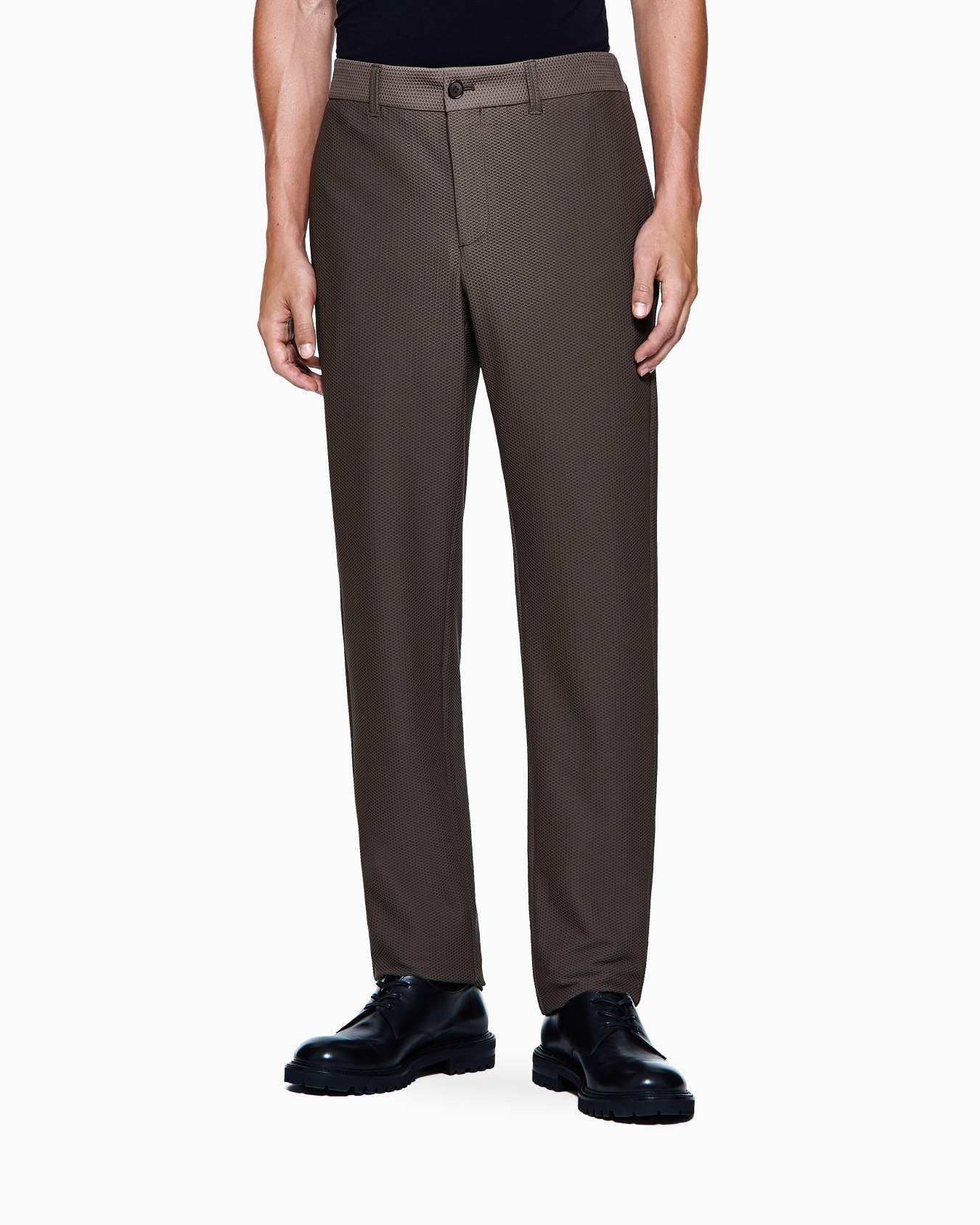 Technical waffle flat-front trousers Slide 3