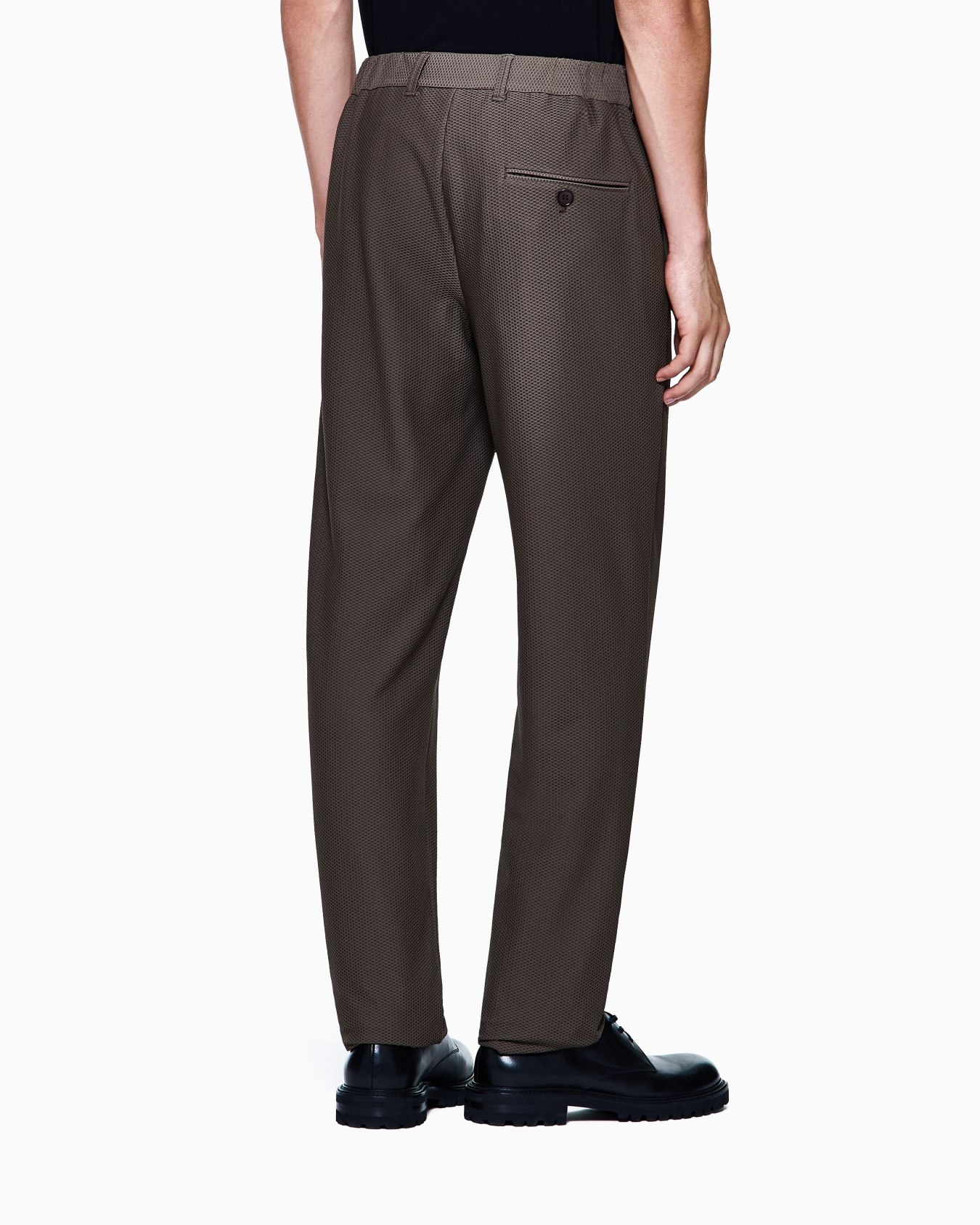 Technical waffle flat-front trousers Slide 2