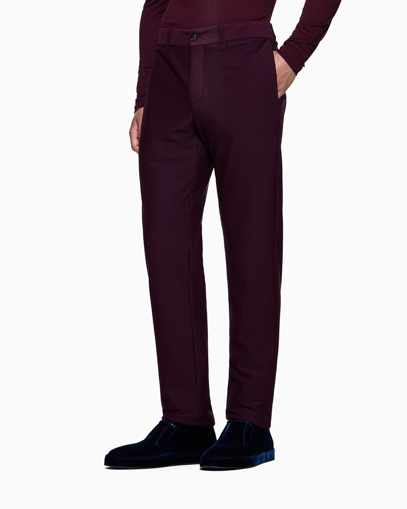 Technical waffle flat-front trousers Slide 3