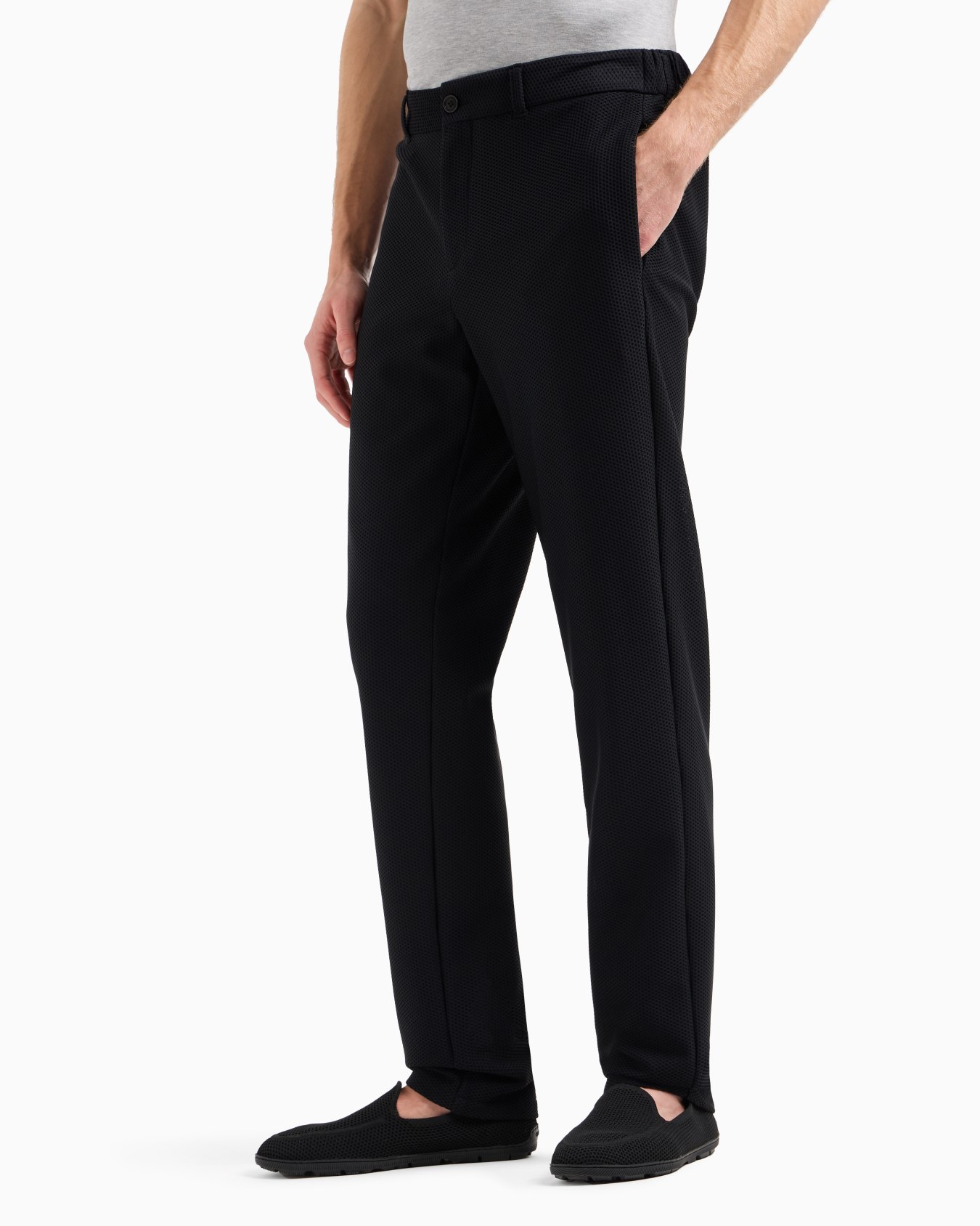 Pantalon sans pince en tissu gaufré technique Diapositive 3