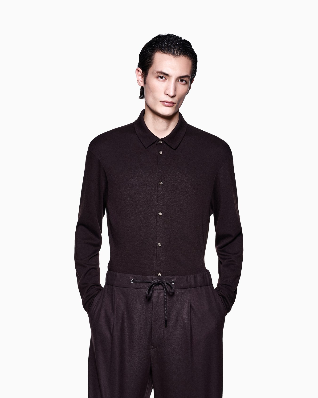 Chemise en interlock de pur cachemire Diapositive 3