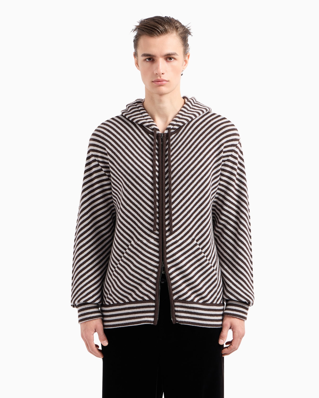 Wool knit hooded sweatshirt Slide 1
