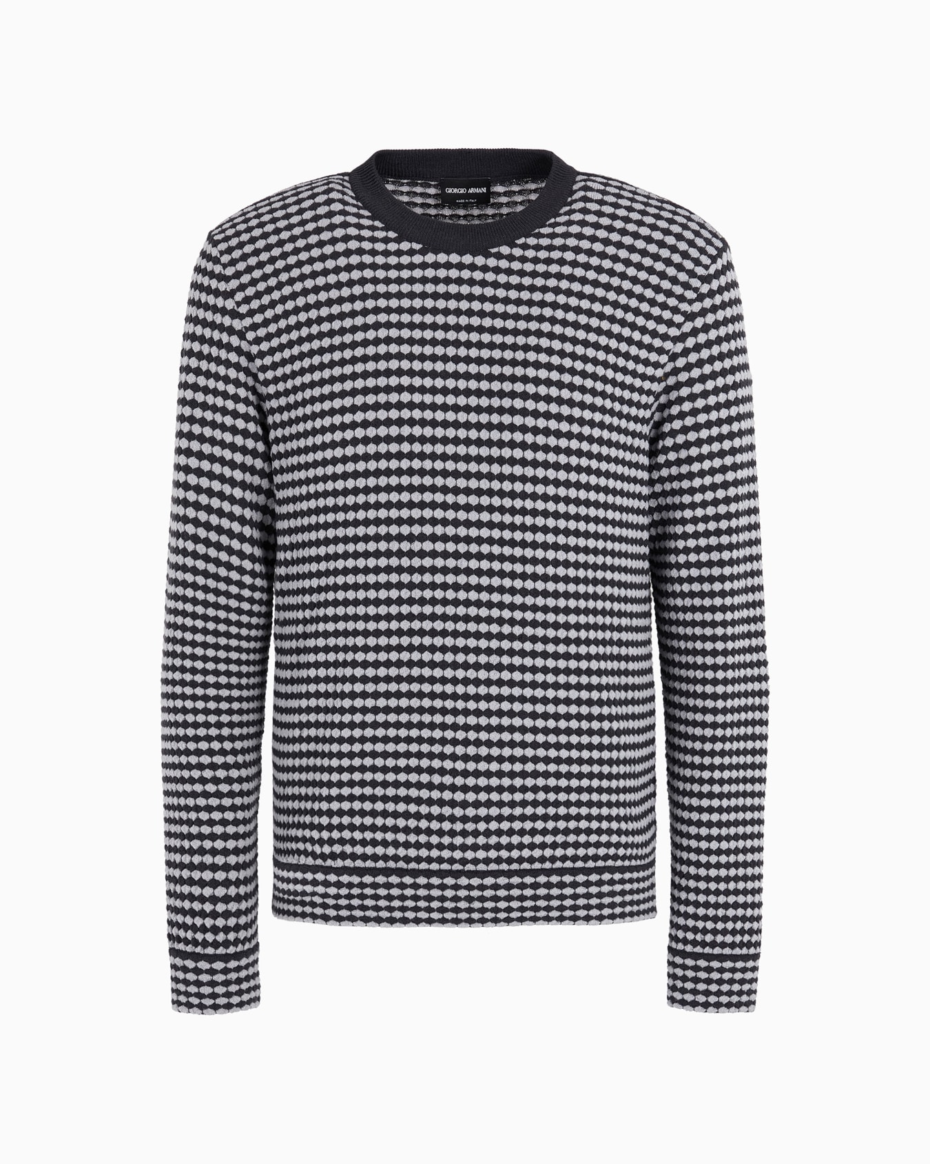 Jersey de cuello redondo de tejido jacquard de mezcla de lana Diapositiva 0