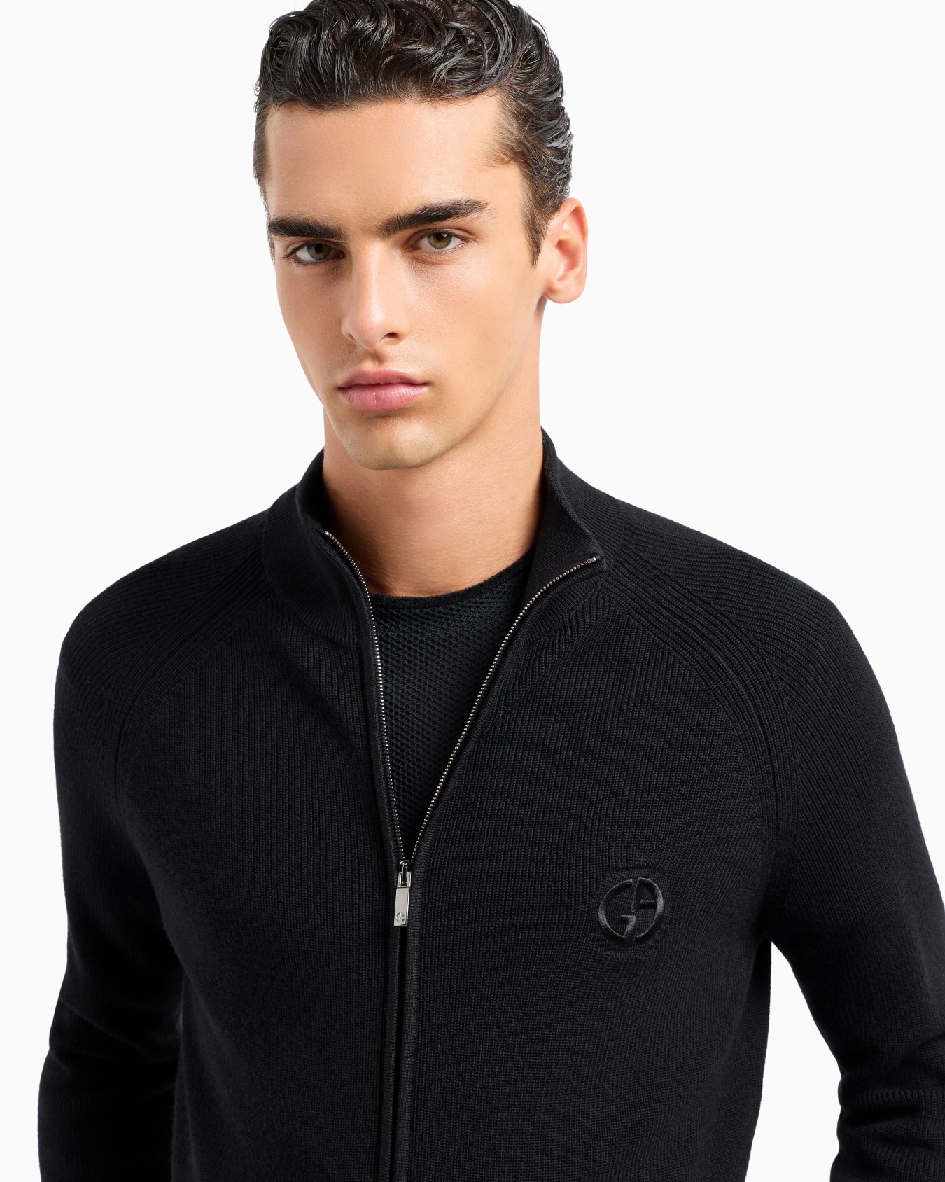Virgin-wool, zip-up cardigan Slide 4