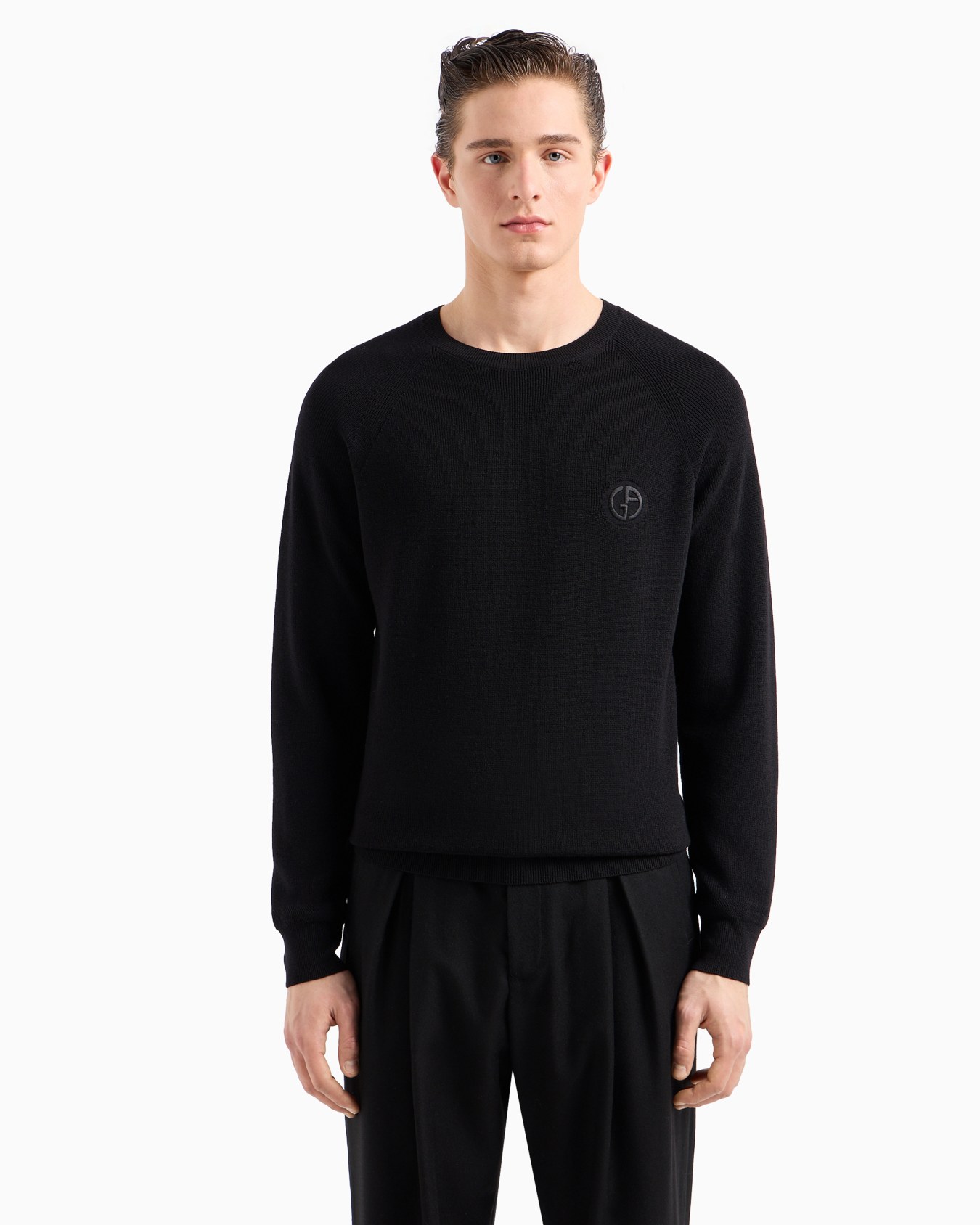 Pullover mit Rundhalsausschnitt aus Schurwolle Folie 1