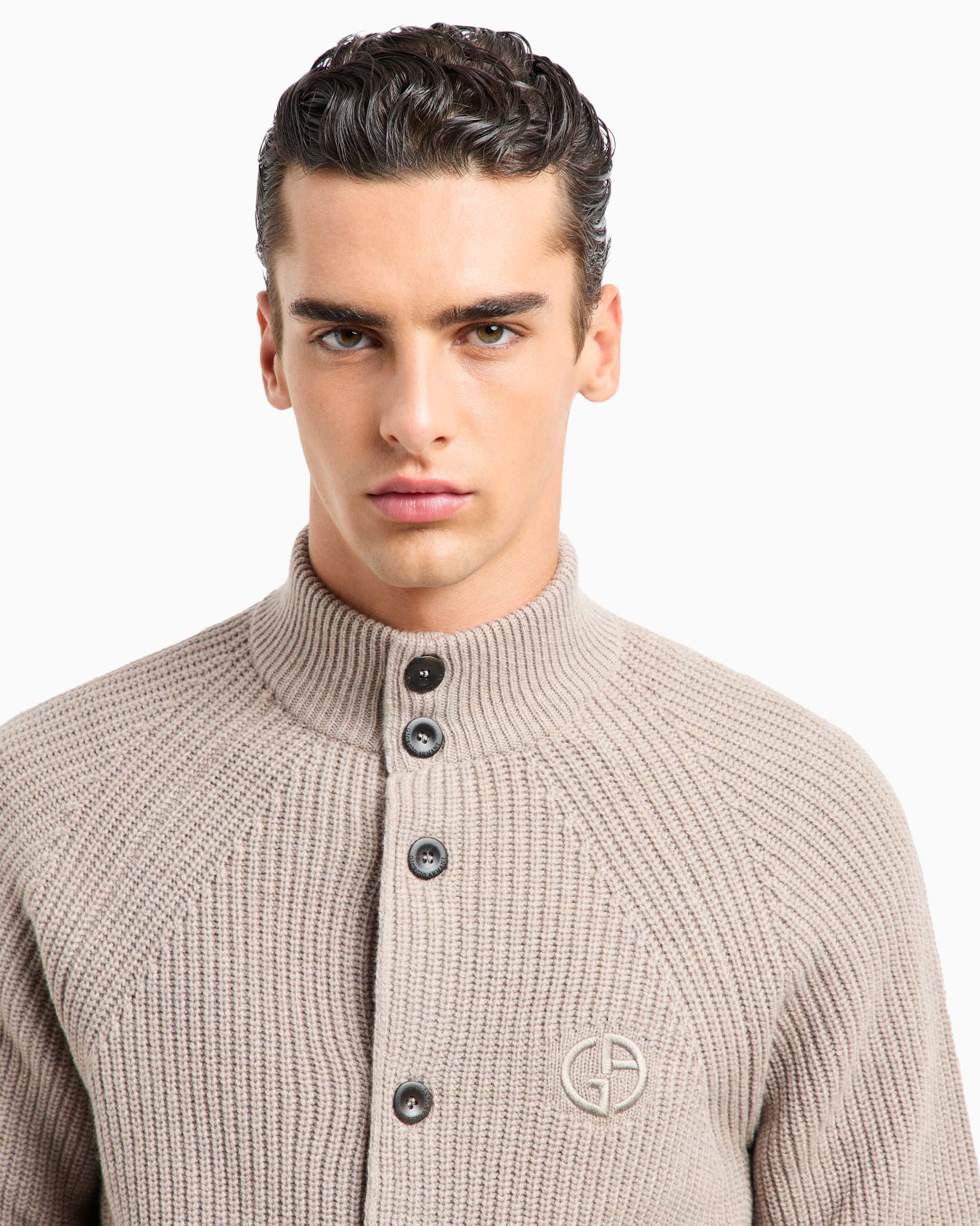 Blouson en laine vierge et cachemire en demi-côte anglaise Diapositive 4