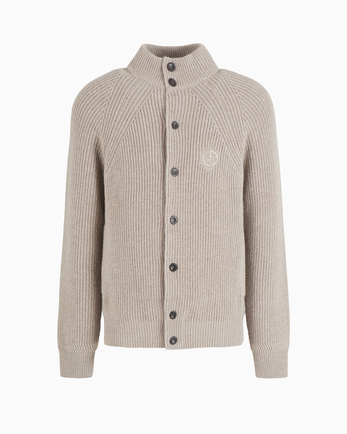 Blouson en laine vierge et cachemire en demi-côte anglaise Diapositive 0