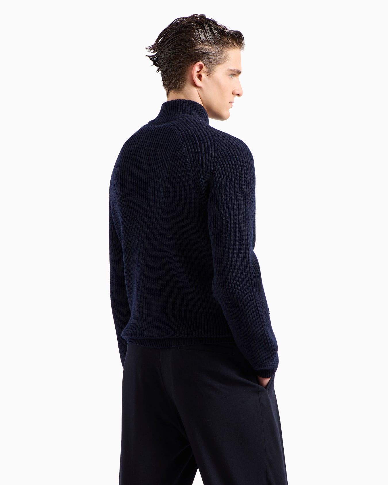 Blouson en laine vierge et cachemire en demi-côte anglaise Diapositive 2