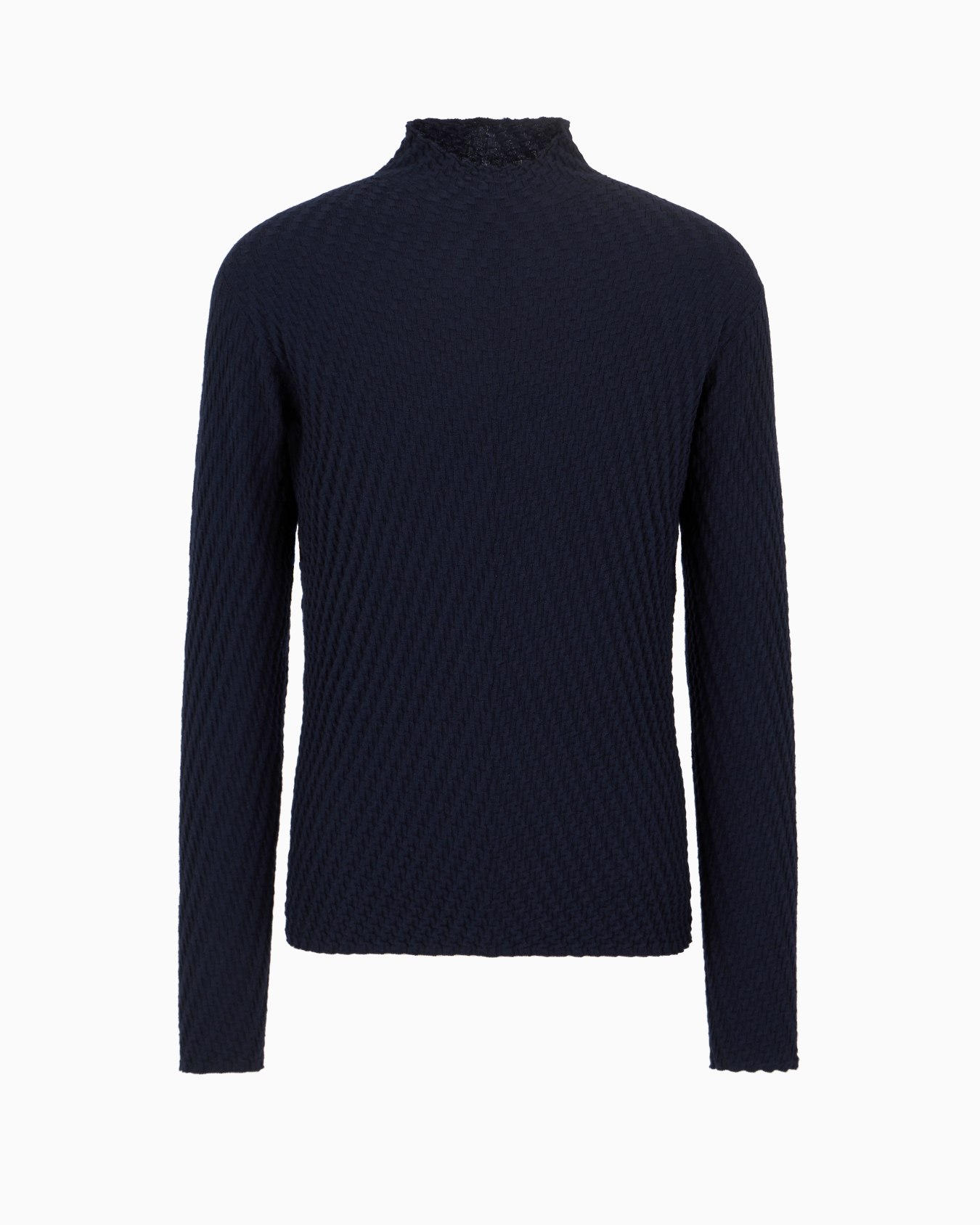 Jacquard virgin wool mock-neck jumper Slide 0