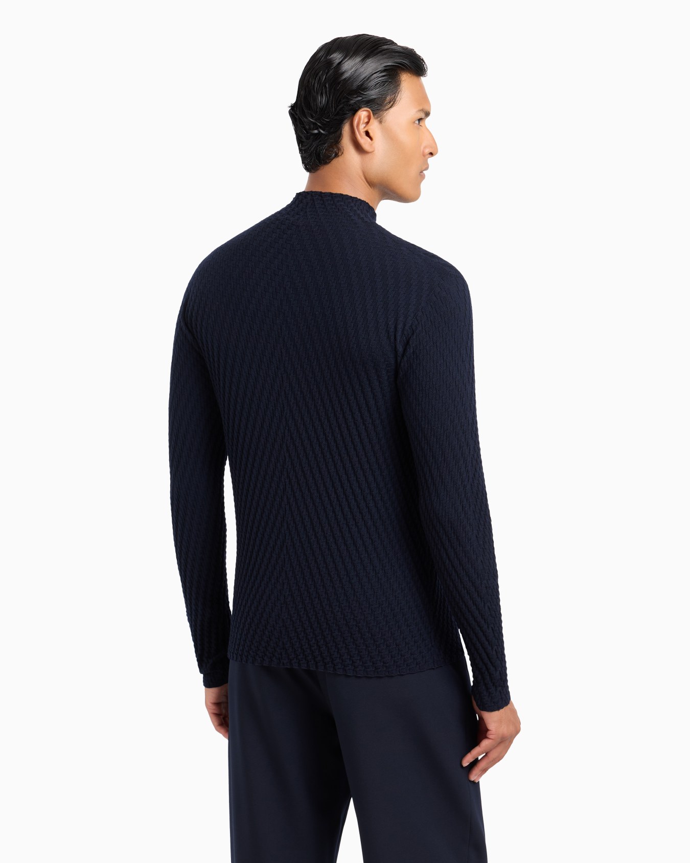 Jacquard virgin wool mock-neck jumper Slide 2