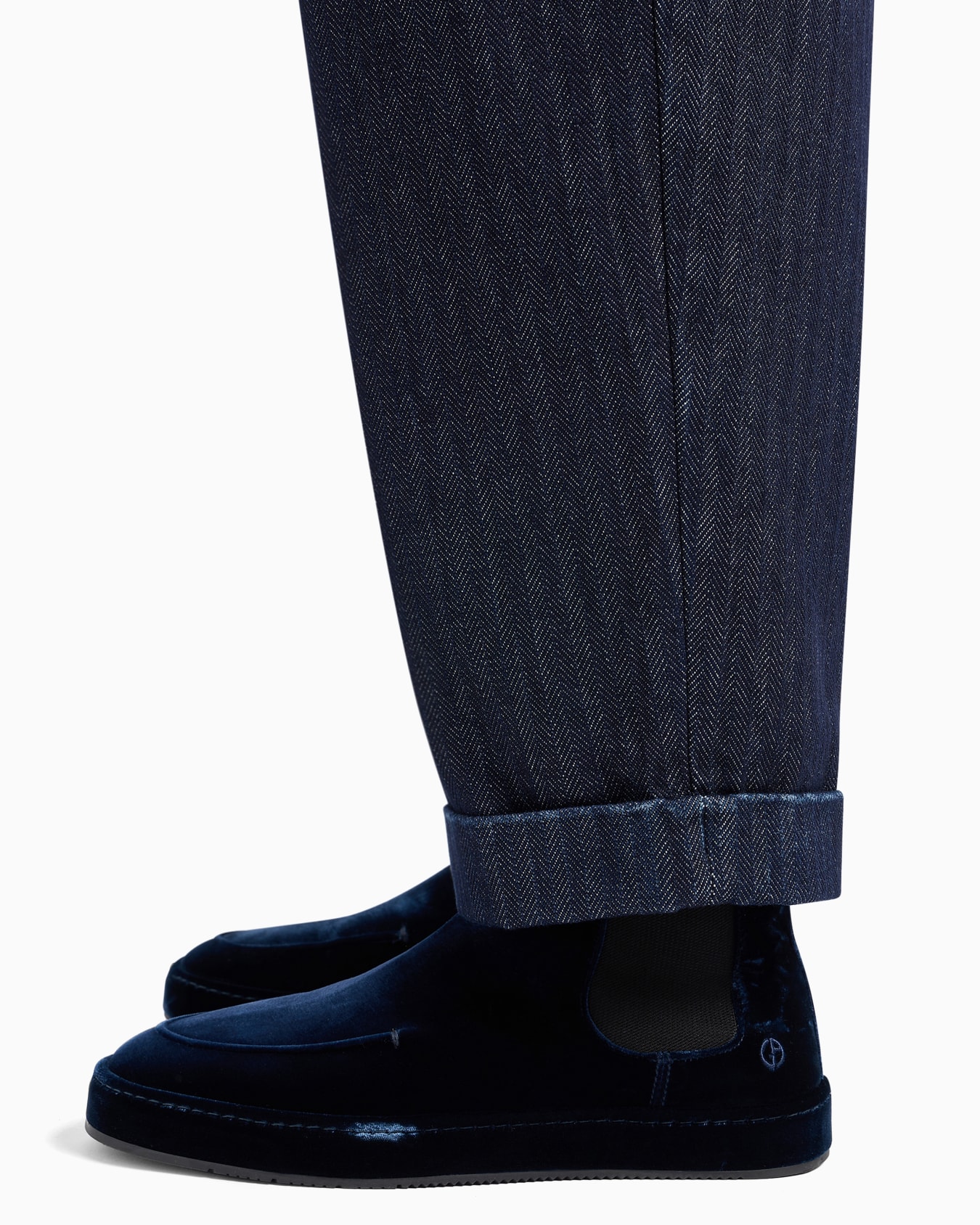Pantalon à une pince en denim de coton chevron Diapositive 5