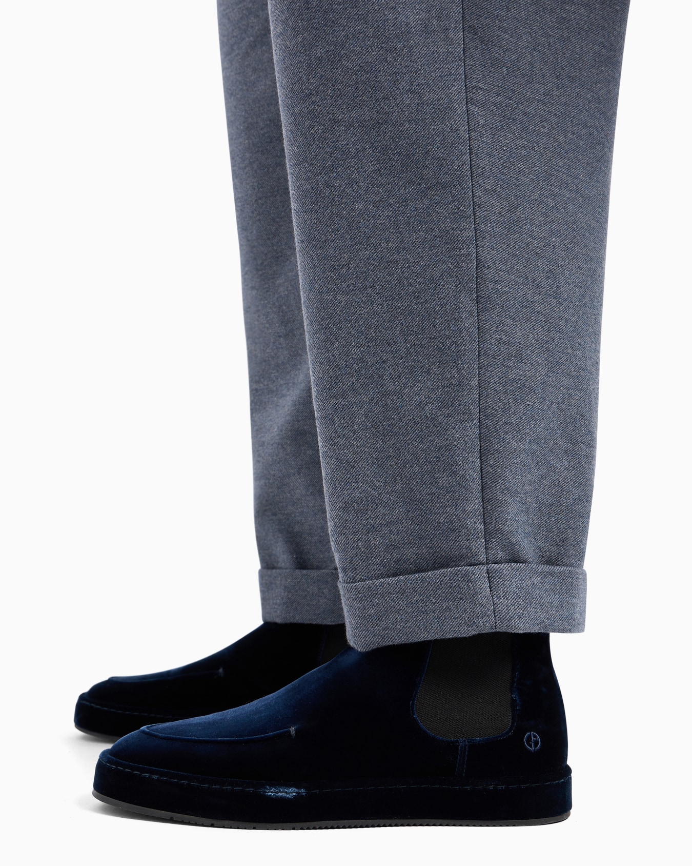 Pantalon à une pince en denim de coton chevron Diapositive 5