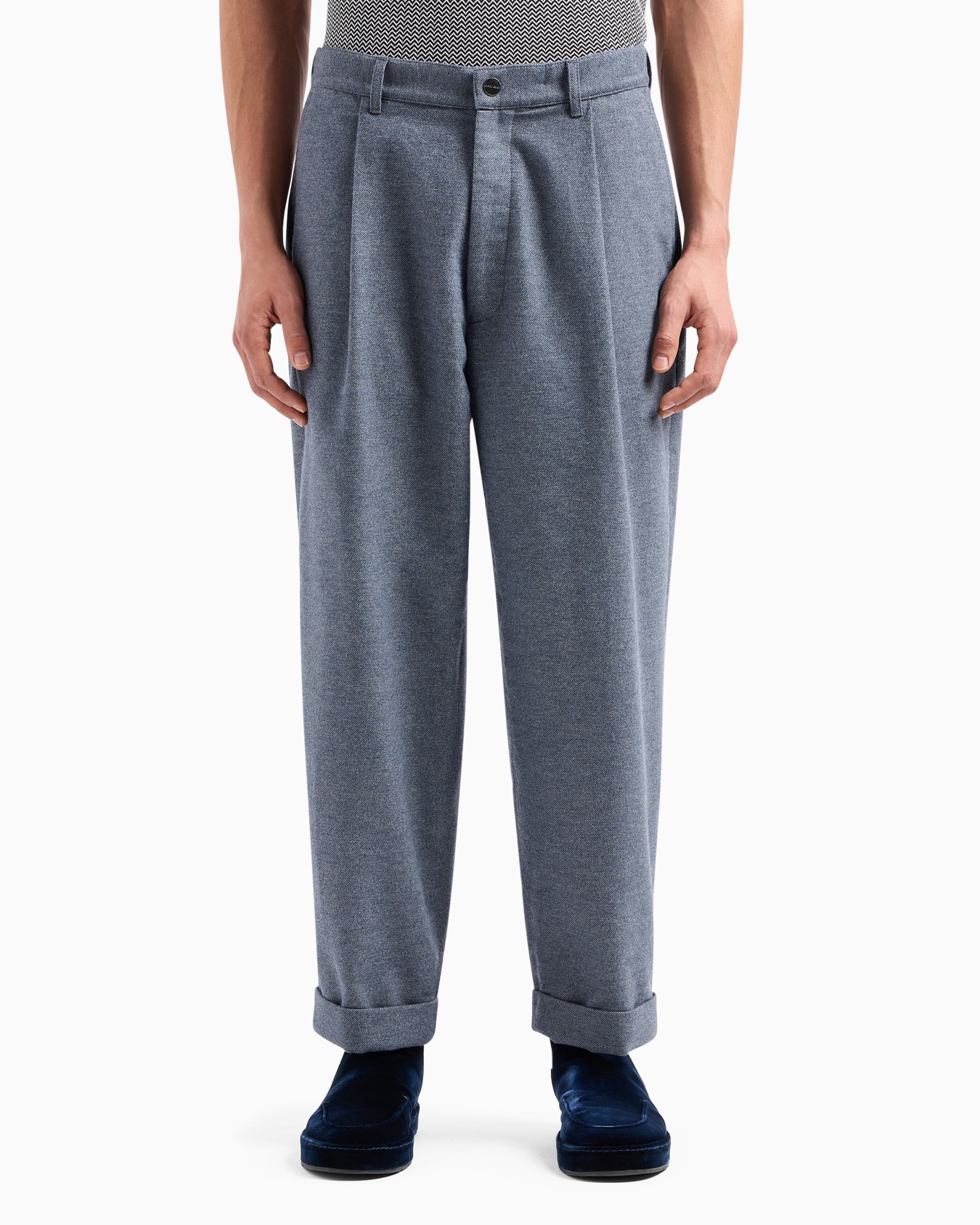 Pantalon à une pince en denim de coton chevron Diapositive 2