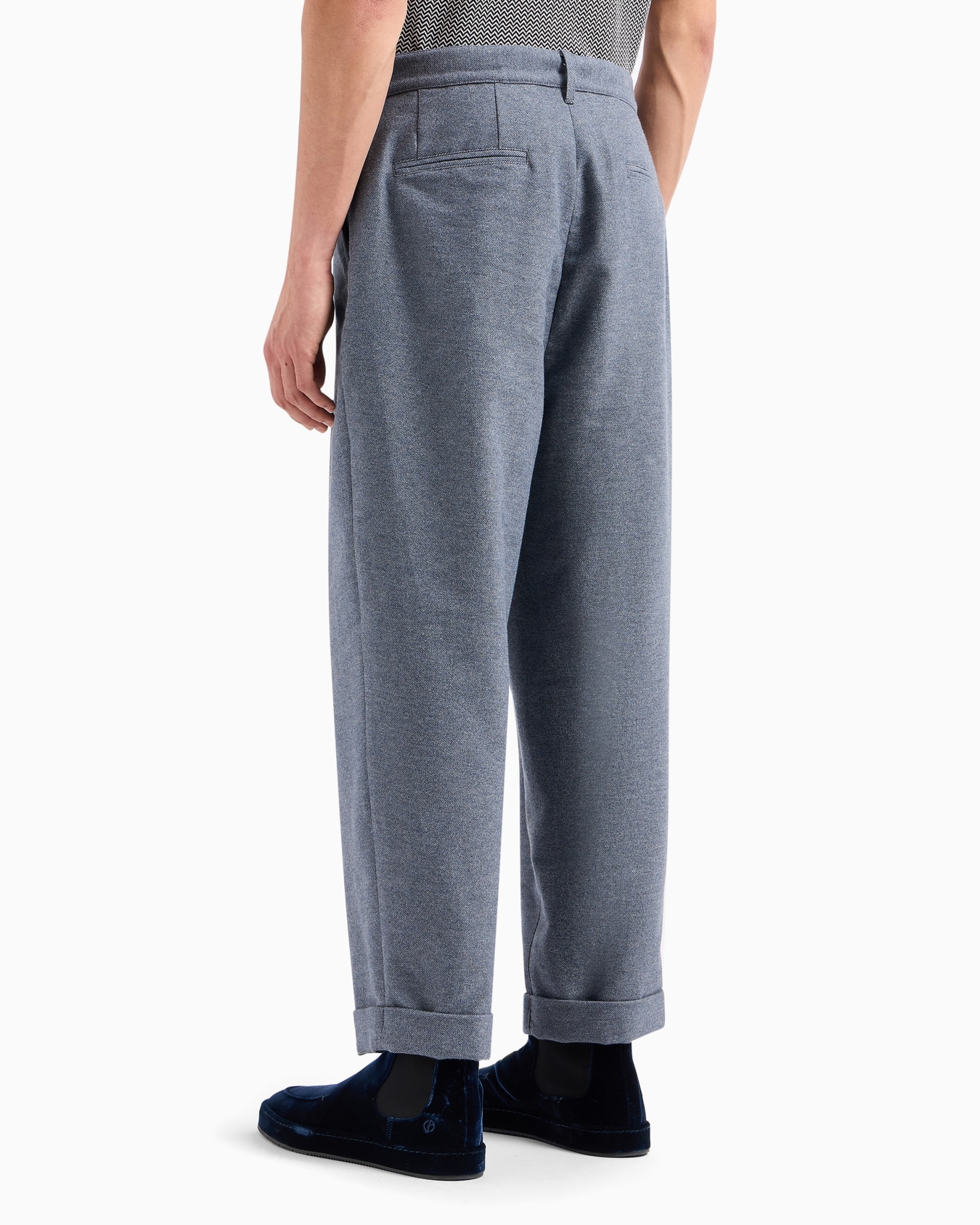 Pantalon à une pince en denim de coton chevron Diapositive 3