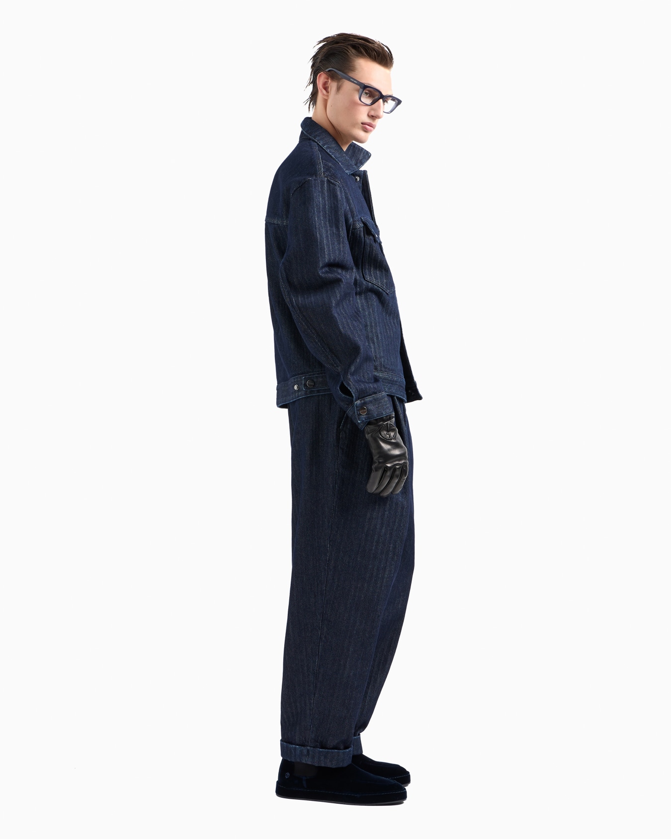 Denim Collection chevron cotton denim blouson Slide 4