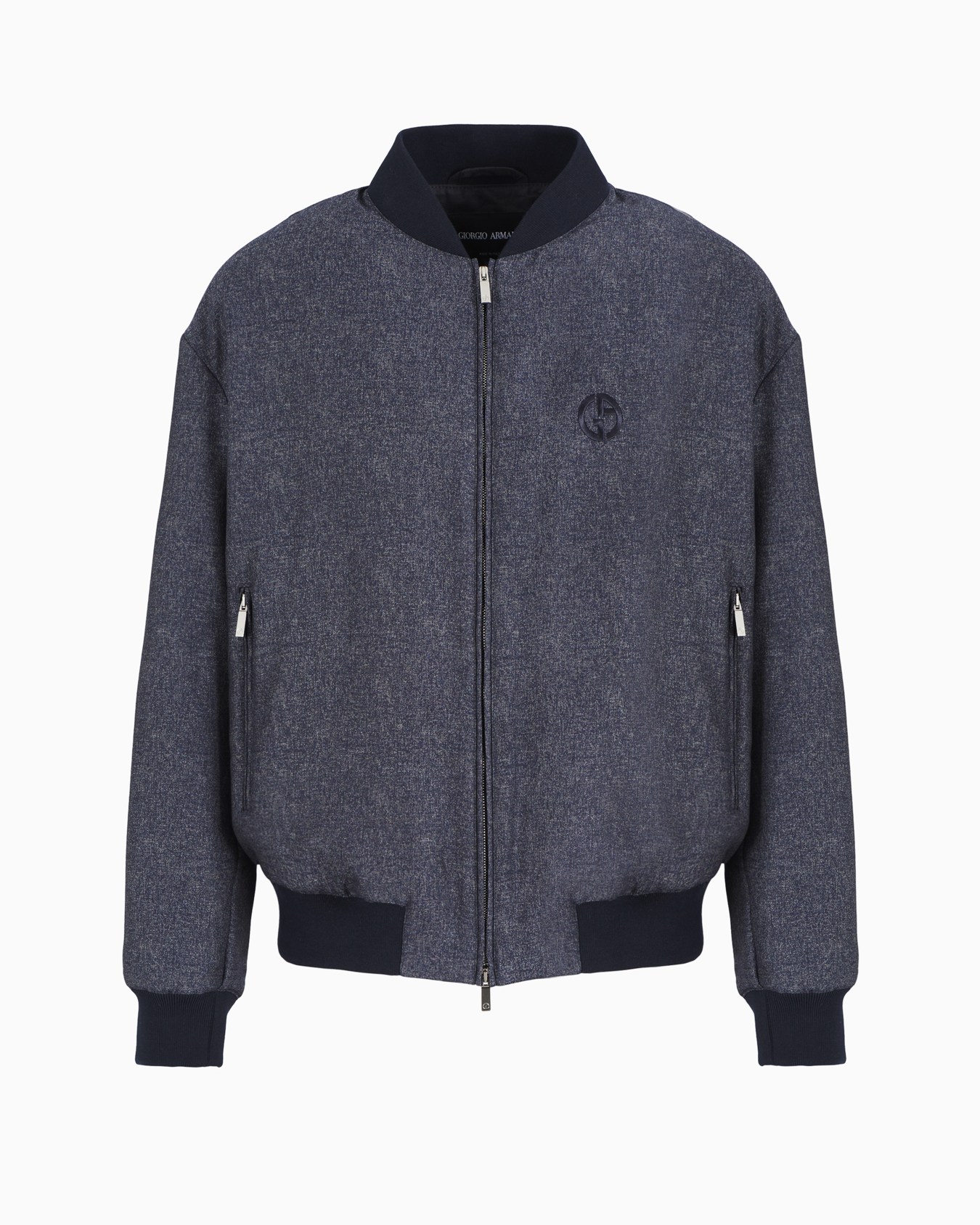 Denim Collection blouson in virgin wool, viscose and silk Slide 0