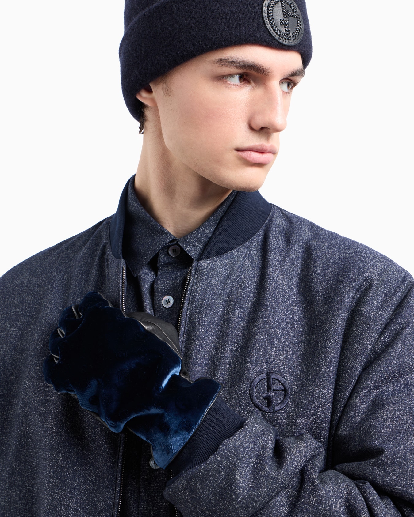 Denim Collection shirt in virgin wool, viscose and silk Slide 6
