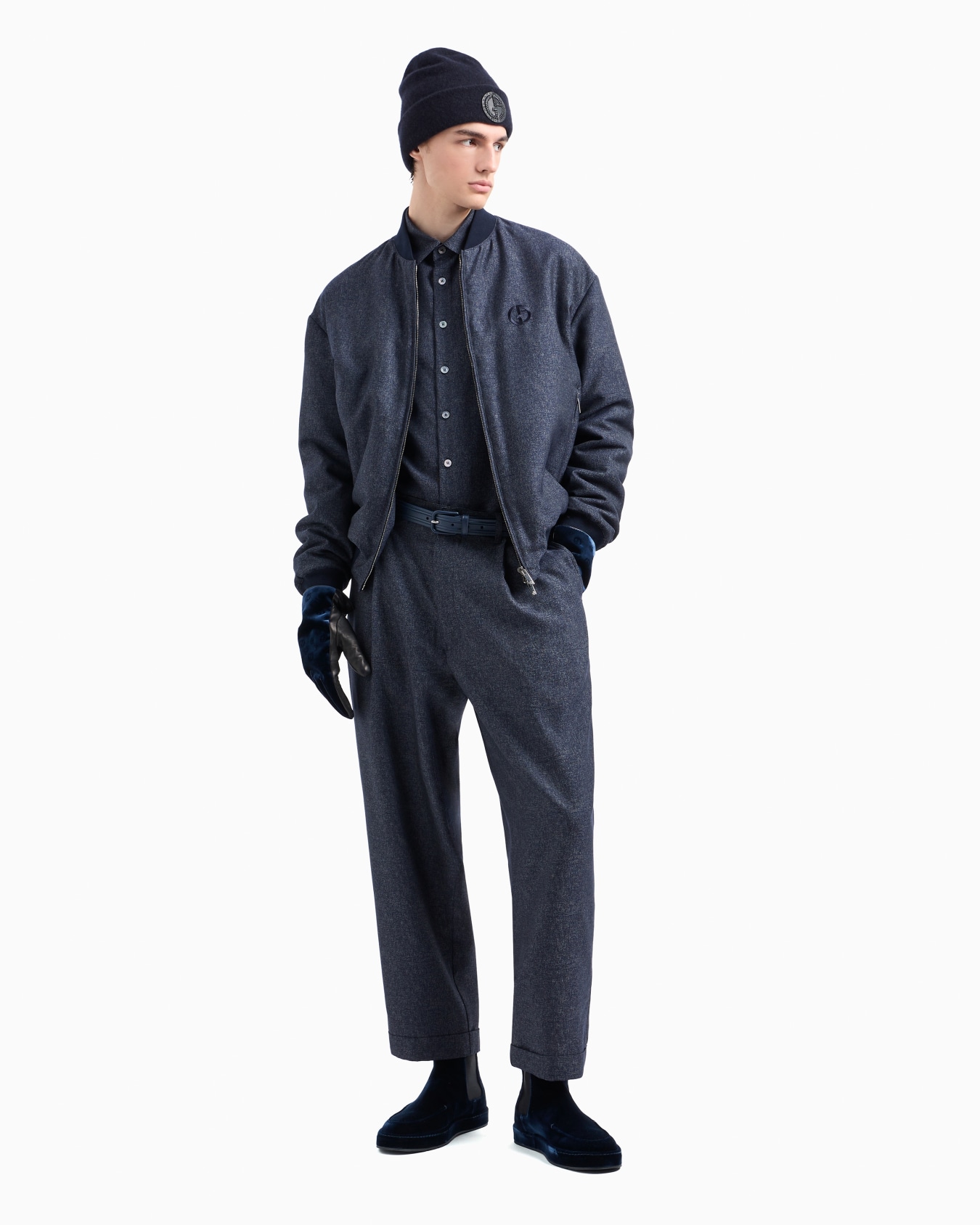 Denim Collection shirt in virgin wool, viscose and silk Slide 4