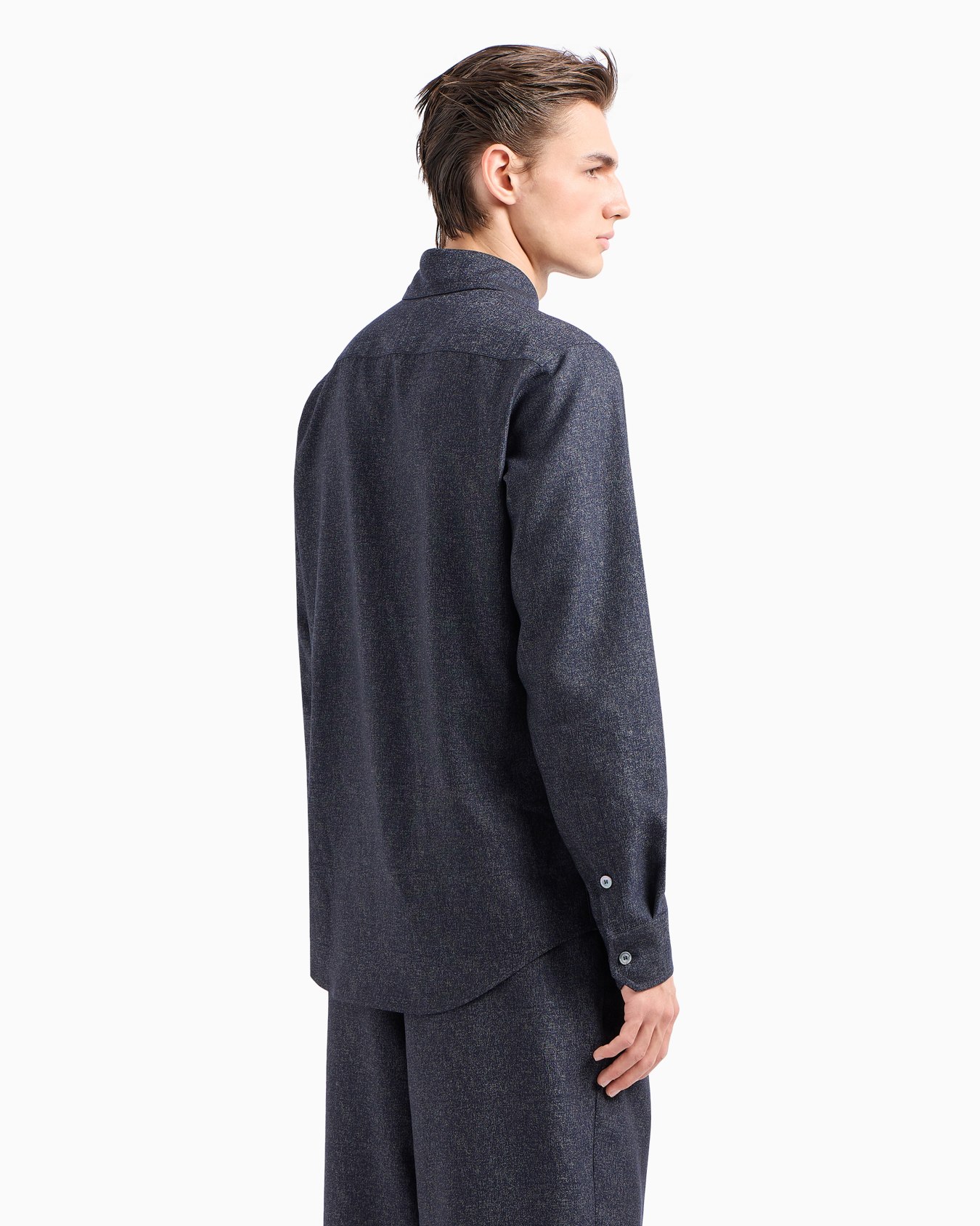 Denim Collection shirt in virgin wool, viscose and silk Slide 3