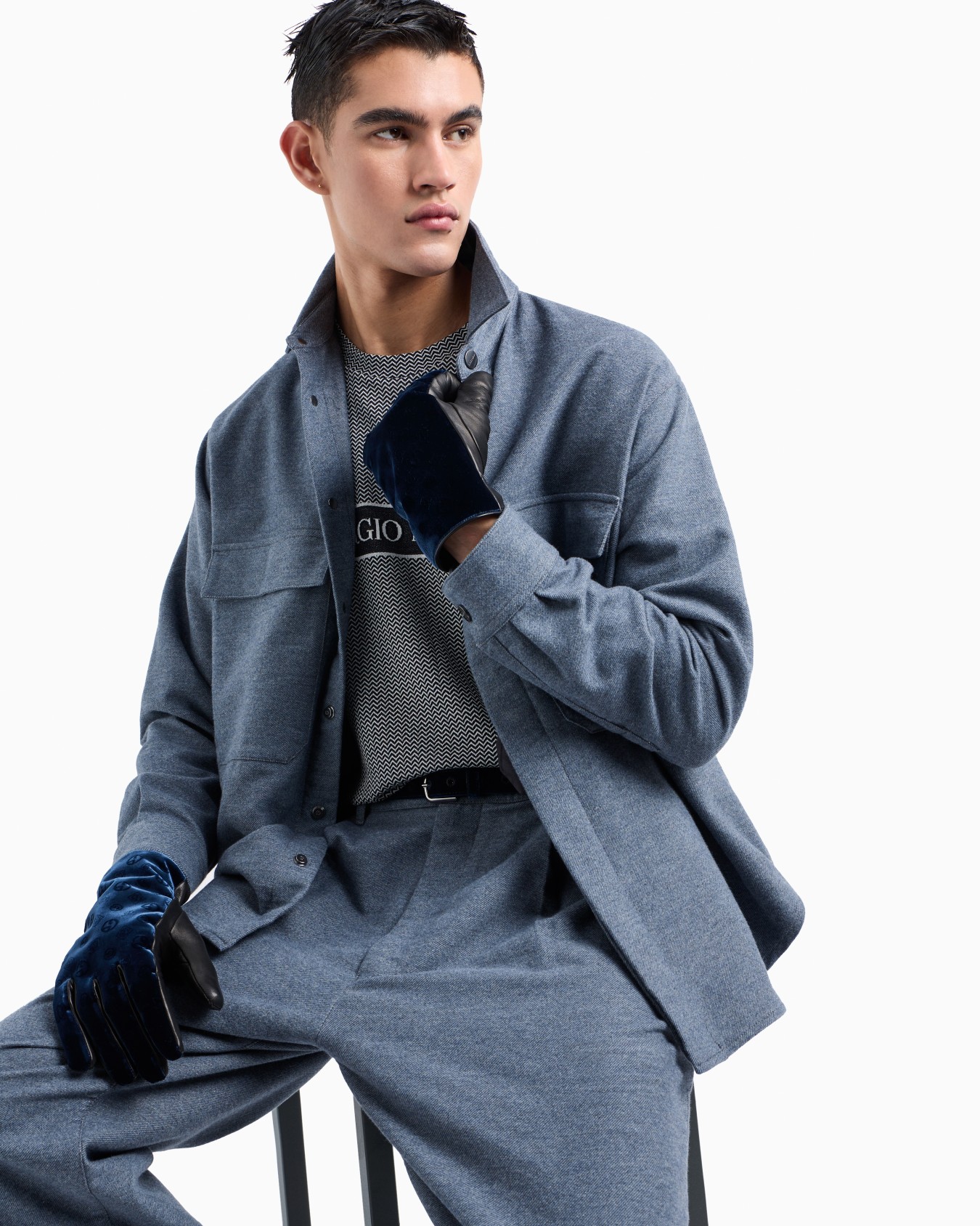 T-Shirt der Denim-Kollektion aus Baumwolle mit Jacquard-Logo Folie 6