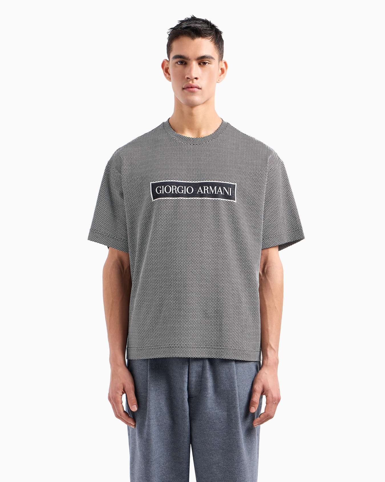 T-Shirt der Denim-Kollektion aus Baumwolle mit Jacquard-Logo Folie 2