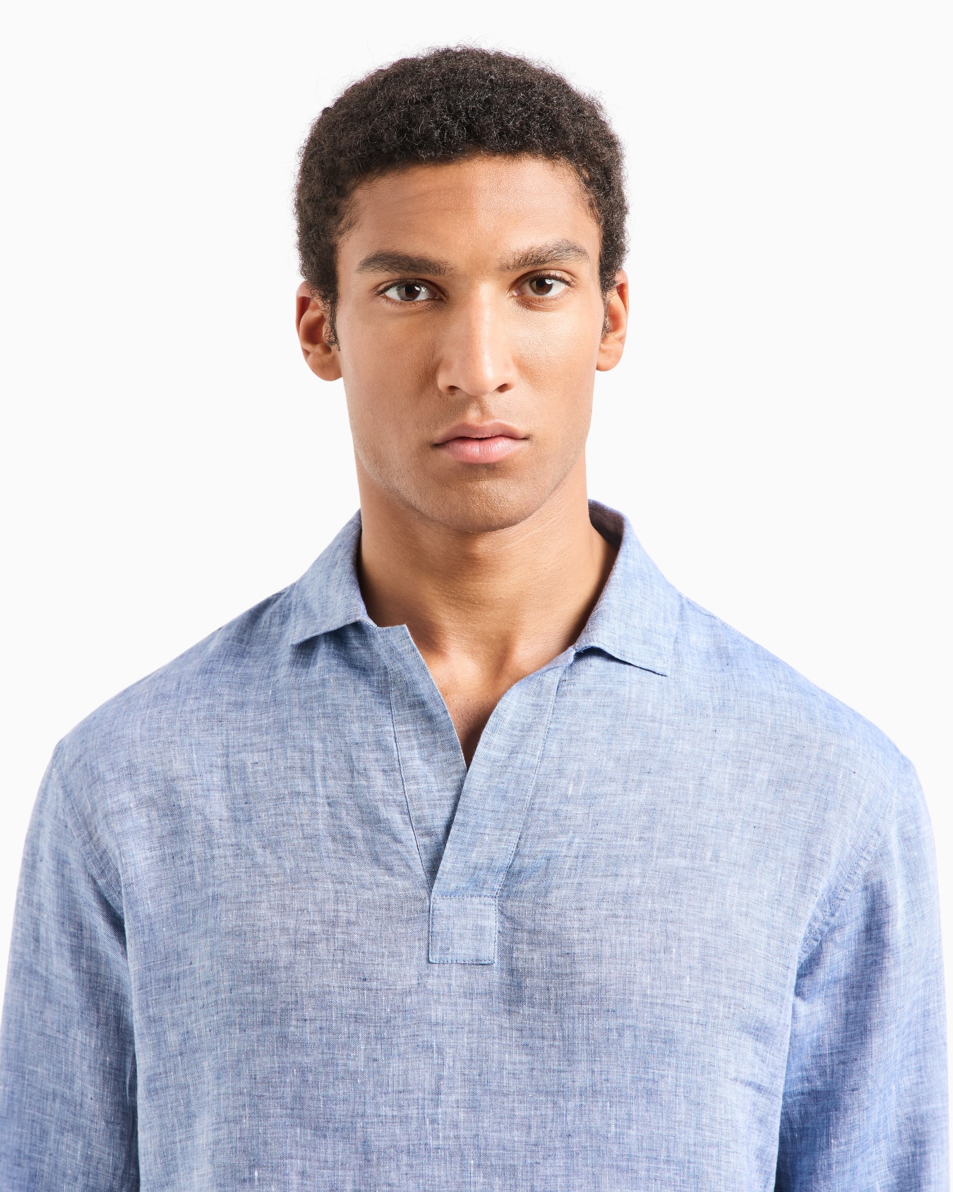Polo shirt in pure linen canvas Slide 5