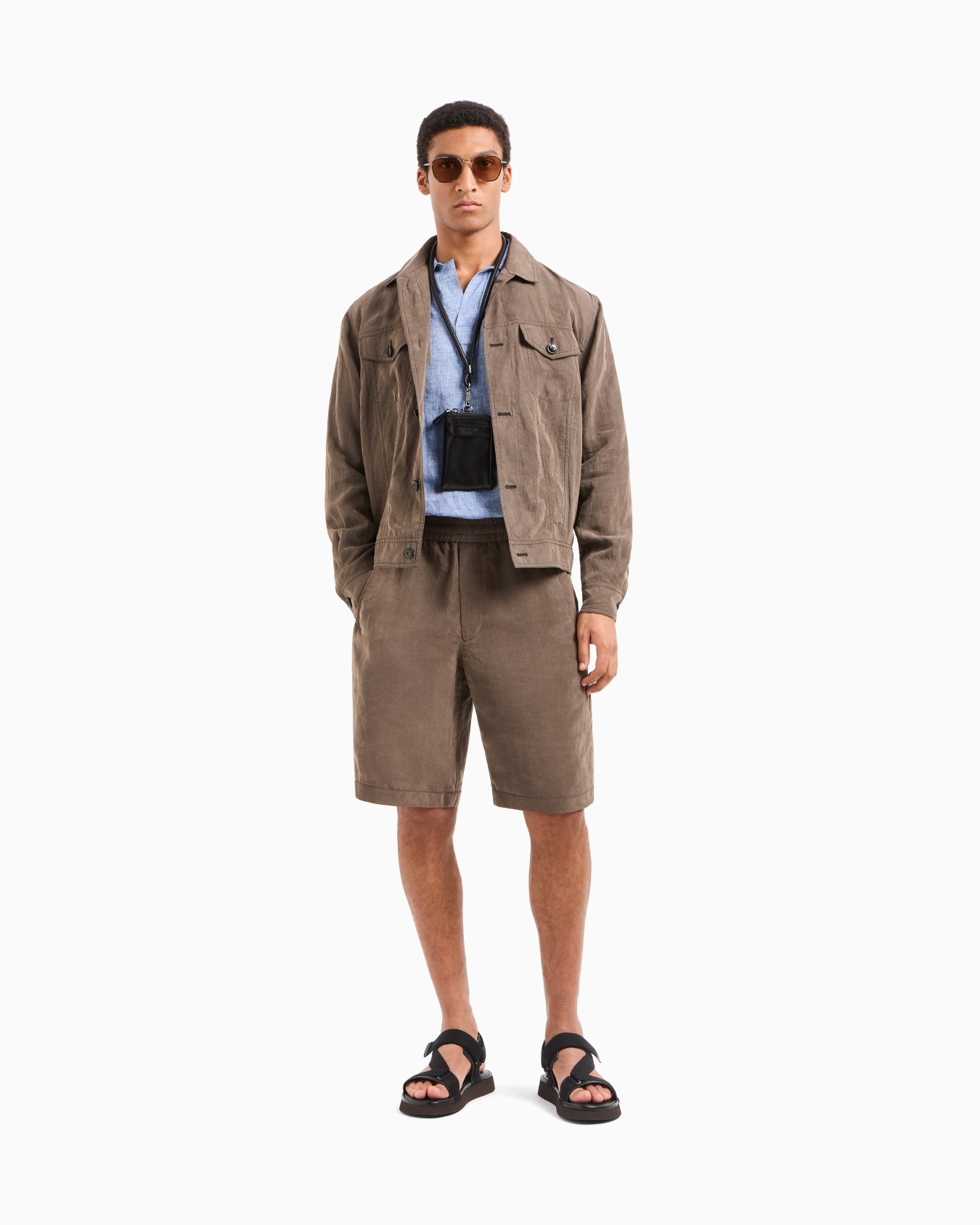 Polo shirt in pure linen canvas Slide 2