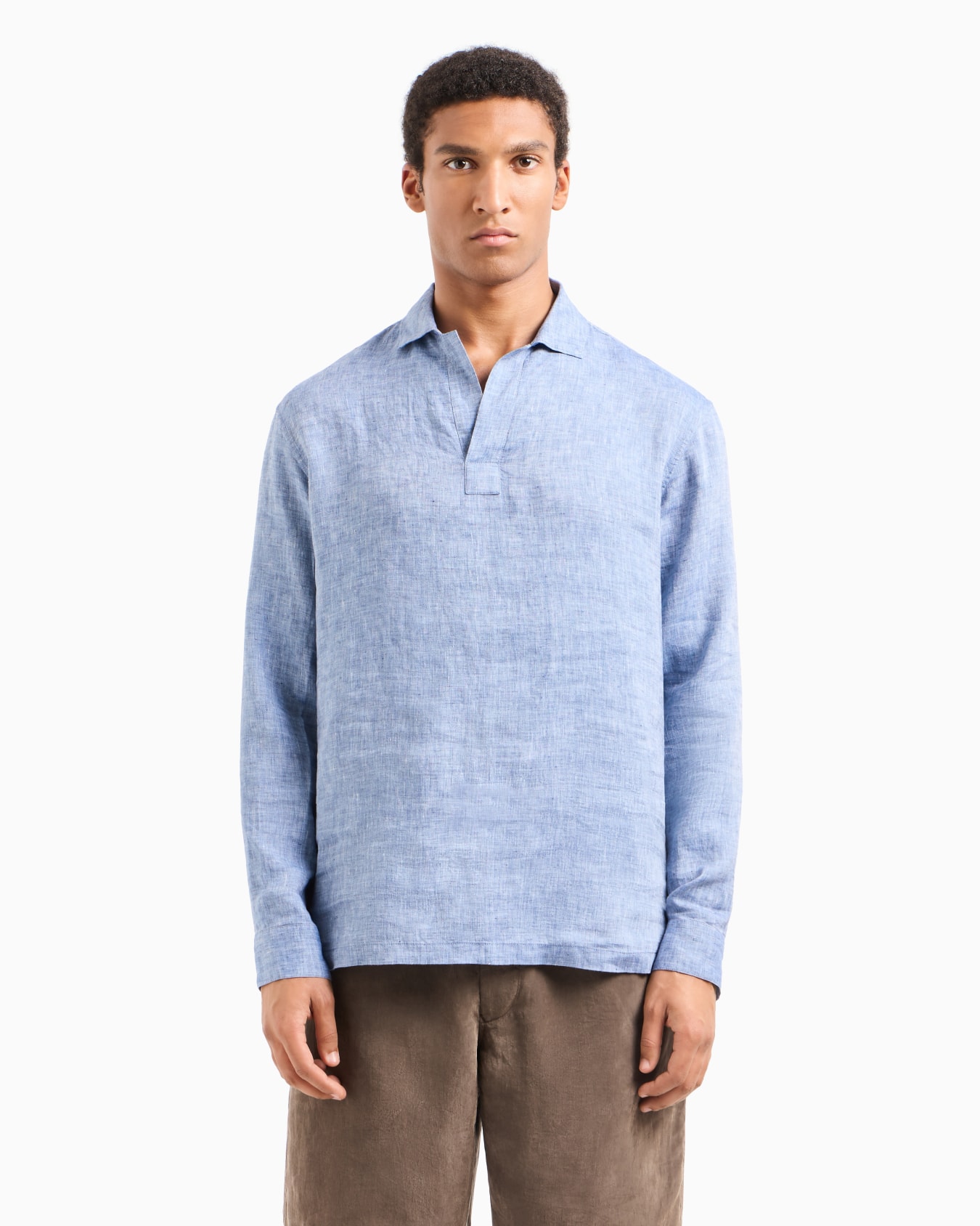 Polo shirt in pure linen canvas Slide 4