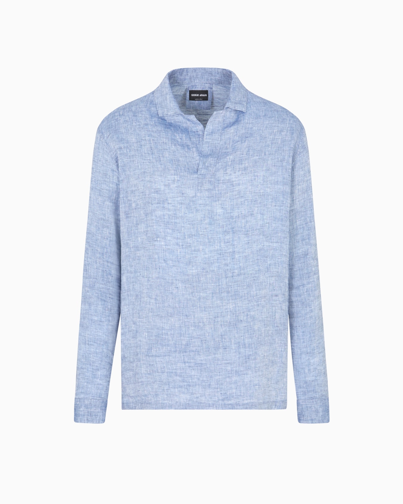 Polo shirt in pure linen canvas Slide 0