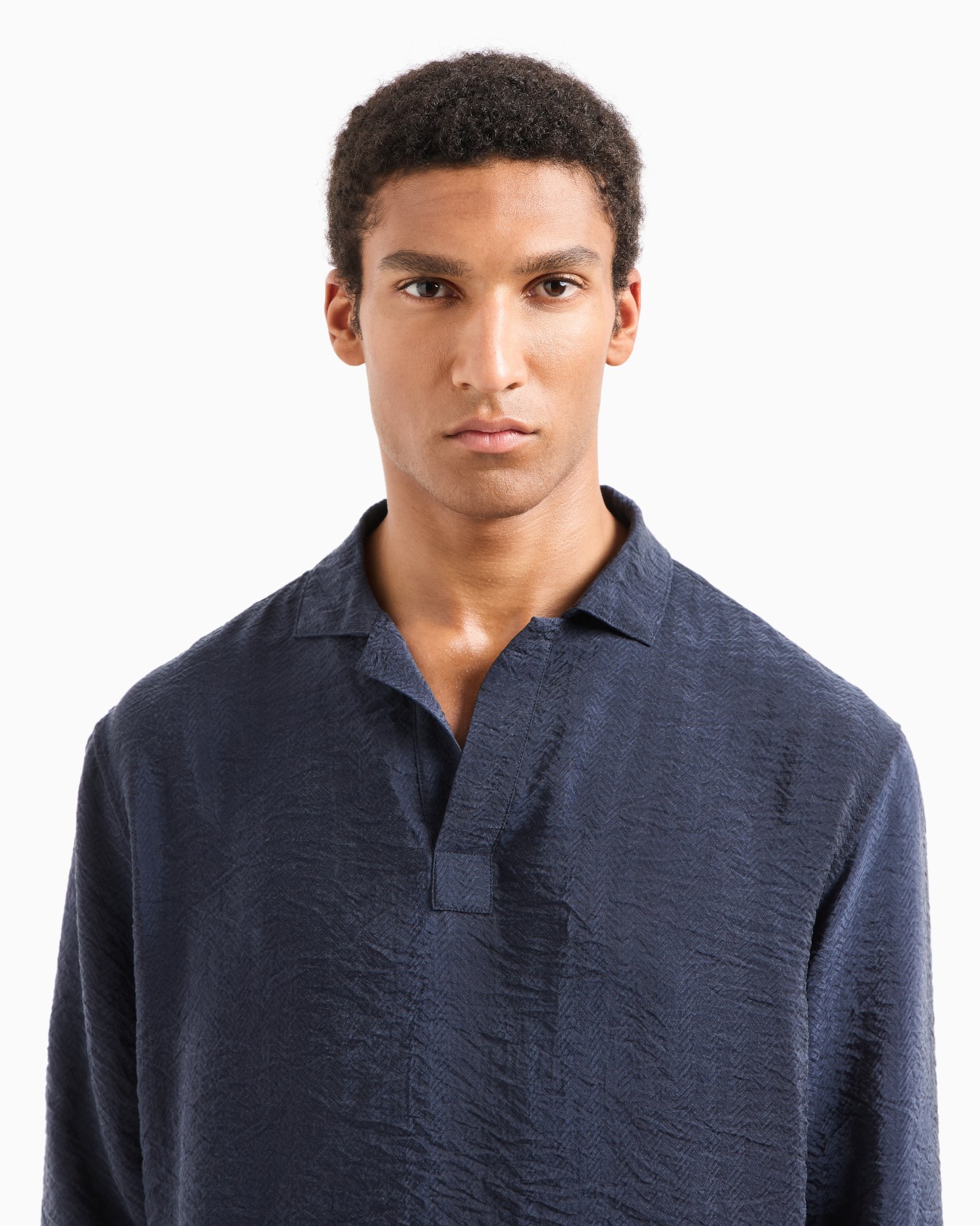 Jacquard cupro polo shirt Slide 5